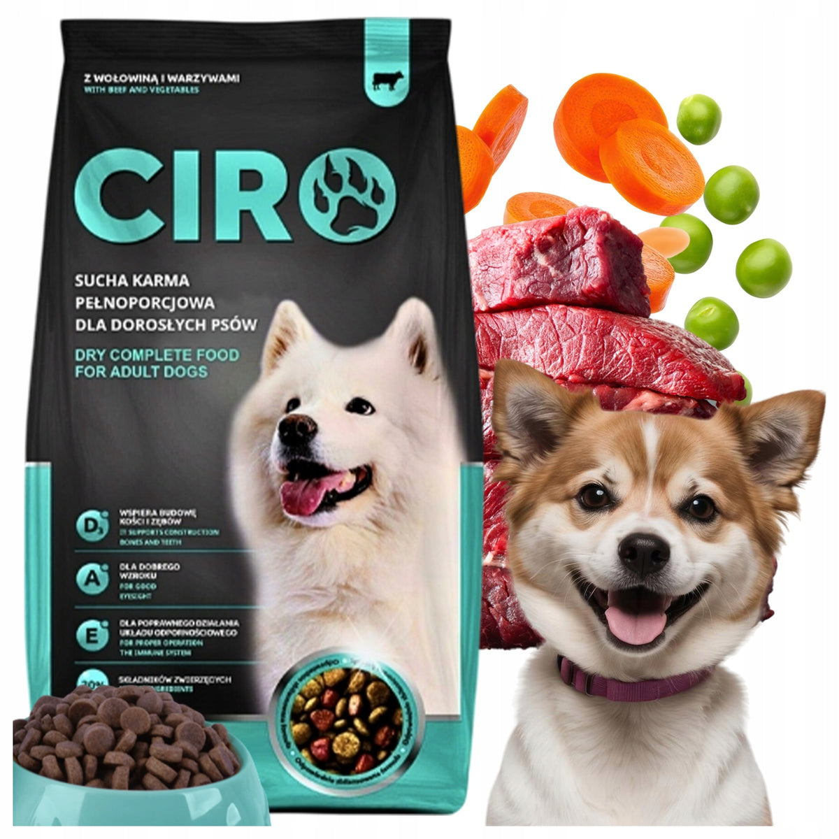 DRY DOG FOOD BEEF VEGETABLES ADULT LARGE BREED BEEF CIRO 10 KG
