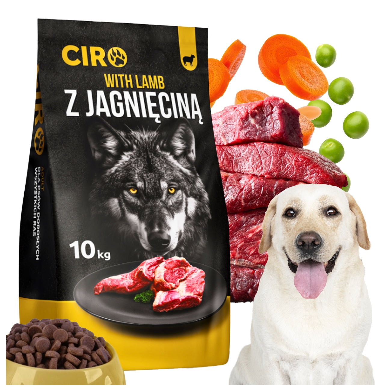DRY DOG FOOD LAMB 10kg LAMB ADULT SHEPHERD LABRADOR GOLDEN