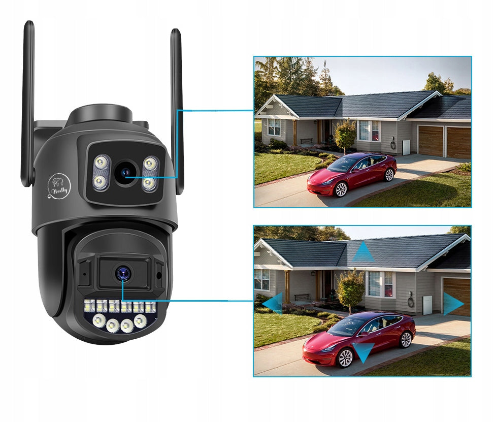 DUAL CAMERA 2X5MP ZOOM OUTDOOR ROTATING IP WIFI ALARM DETECTION FHD Brand Heelly