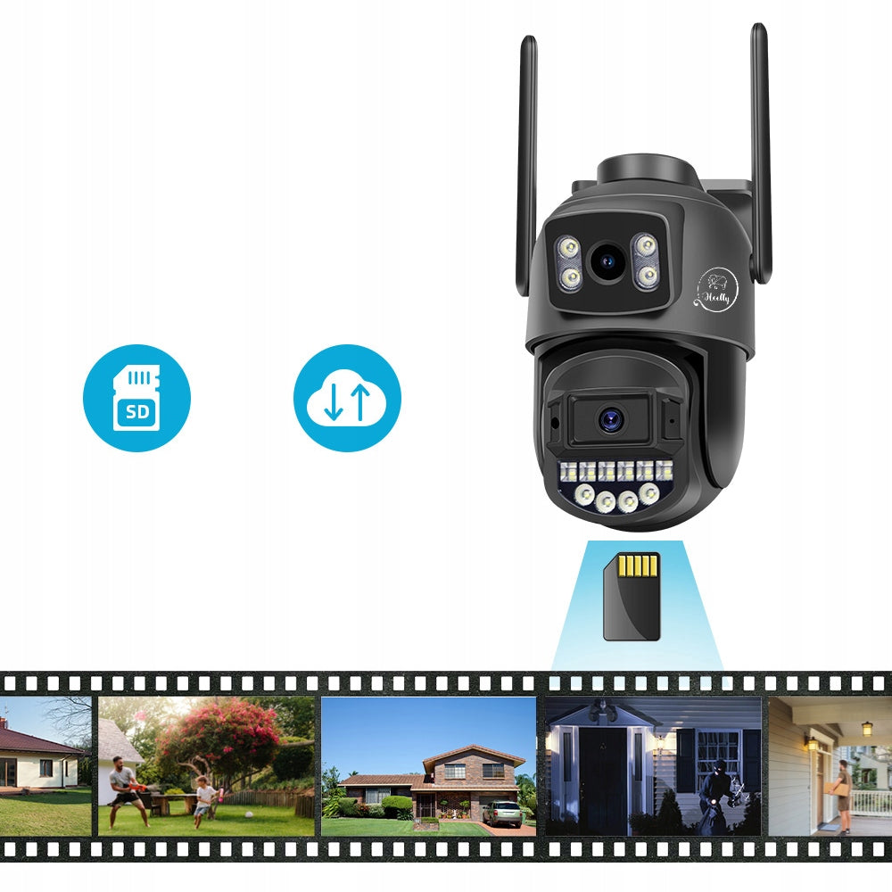DUAL CAMERA 2X5MP ZOOM OUTDOOR ROTATING IP WIFI ALARM DETECTION FHD Kind internal external