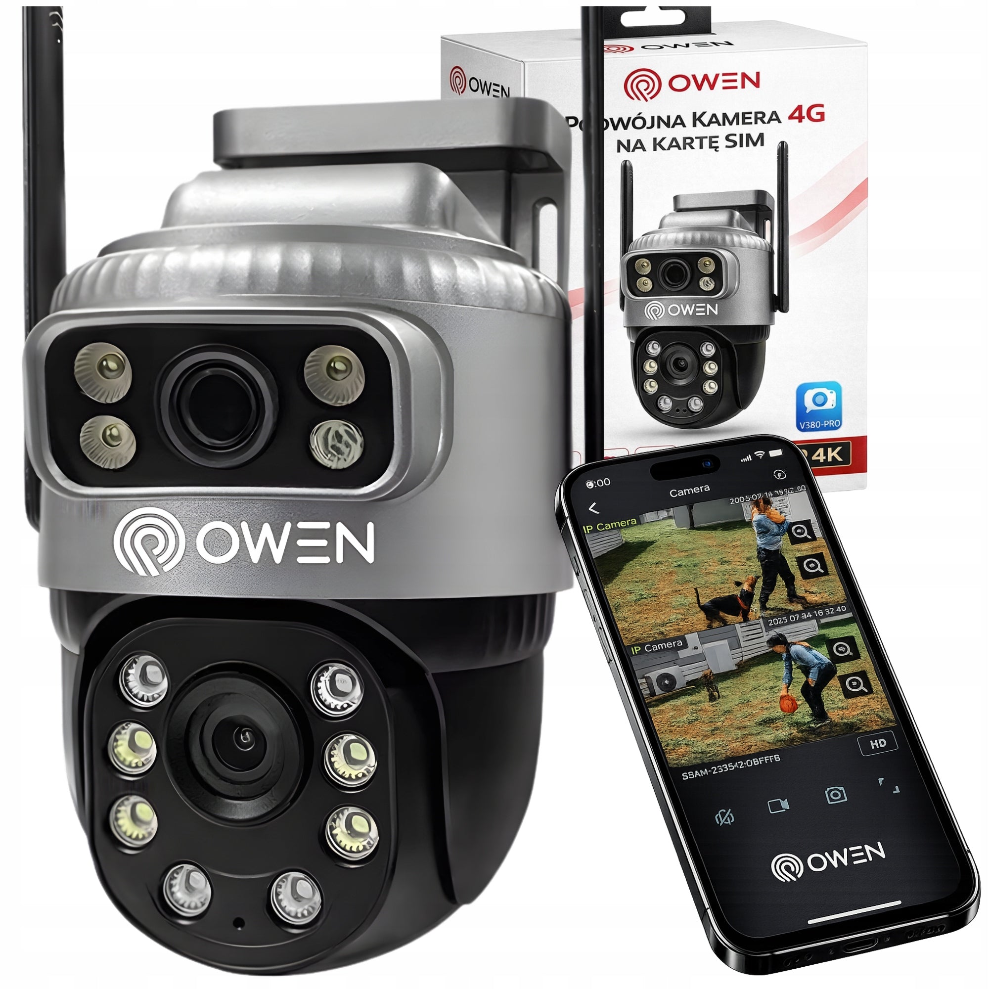 DUAL Outdoor Camera Rotating 2 Lenses 8MPx 4G SIM Wireless