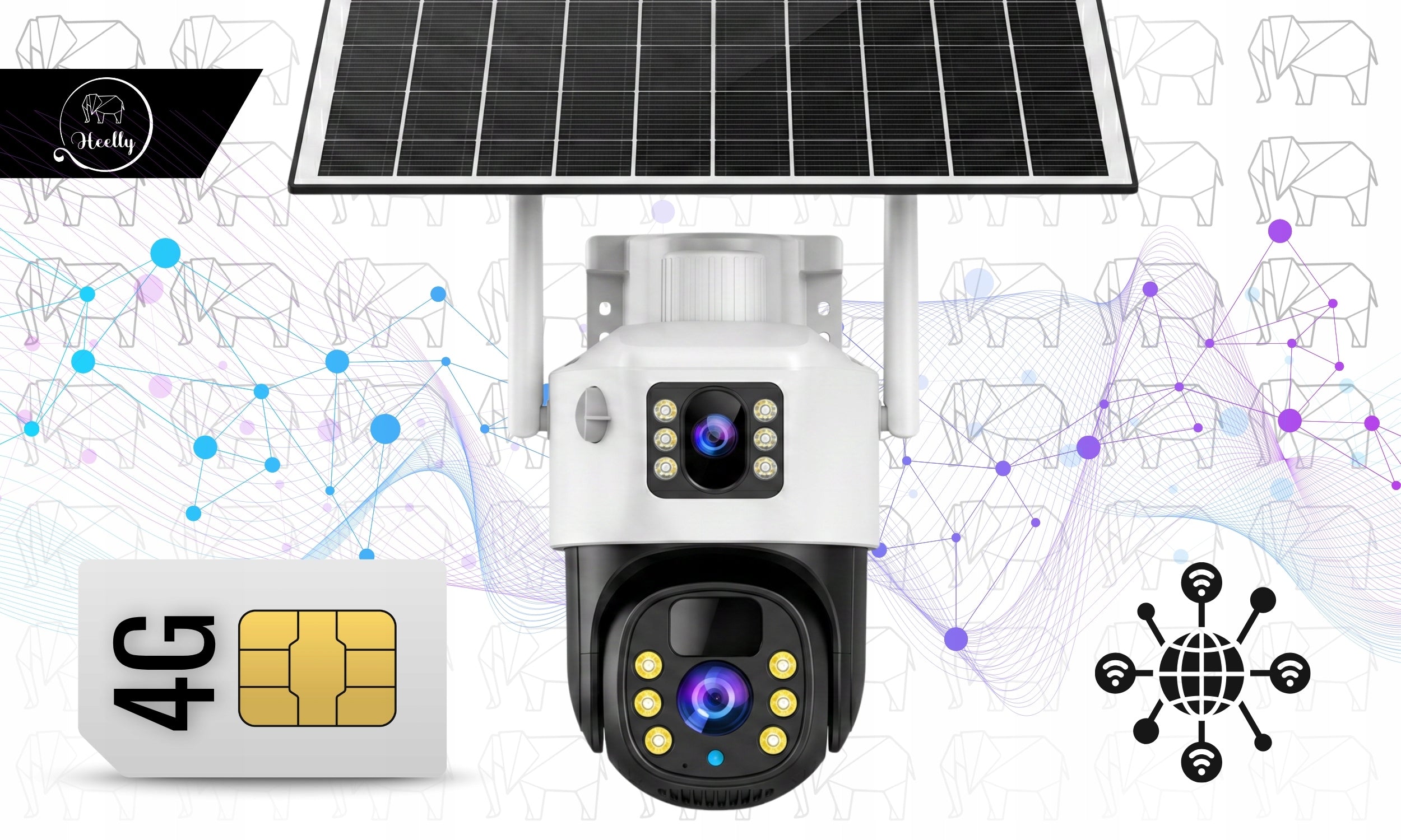 DUAL SOLAR CAMERA 2IN1 4G 2X5MP OUTDOOR ROTATING WIRELESS Brand Heelly