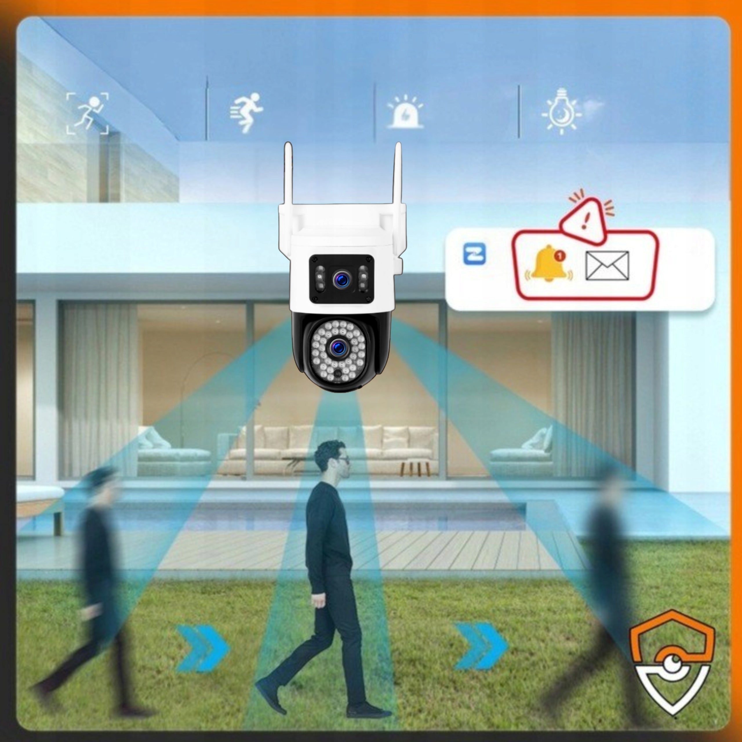 DUAL WIFI CAMERA FUNCTIONS AI OUTDOOR ROTATING 10MPX ULTRA HD MICROPHONE Product weight with unit packaging 0.35 kg