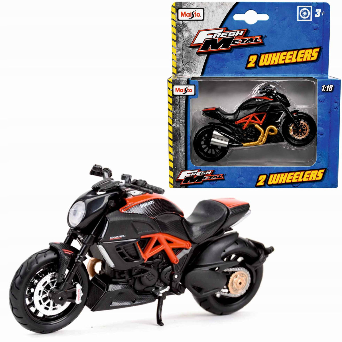 DUCATI Diavel Carbon MOTORCYCLE MODEL in 1:18 SCALE MAISTO FRESH METAL WIERNA 3+