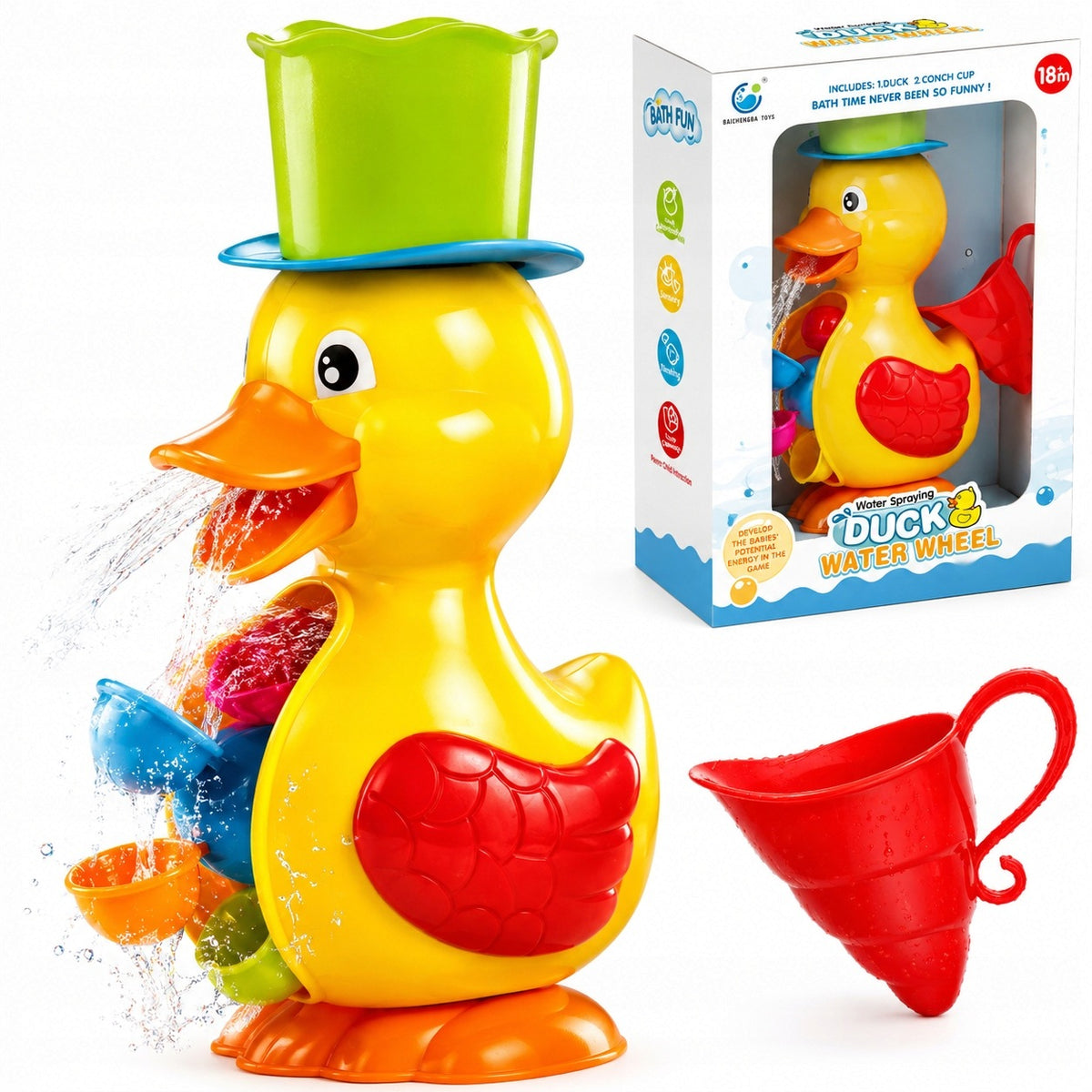 DUCK BATH REEL WATER TOY FOR BATH JUG FOR CHILDREN 18M+