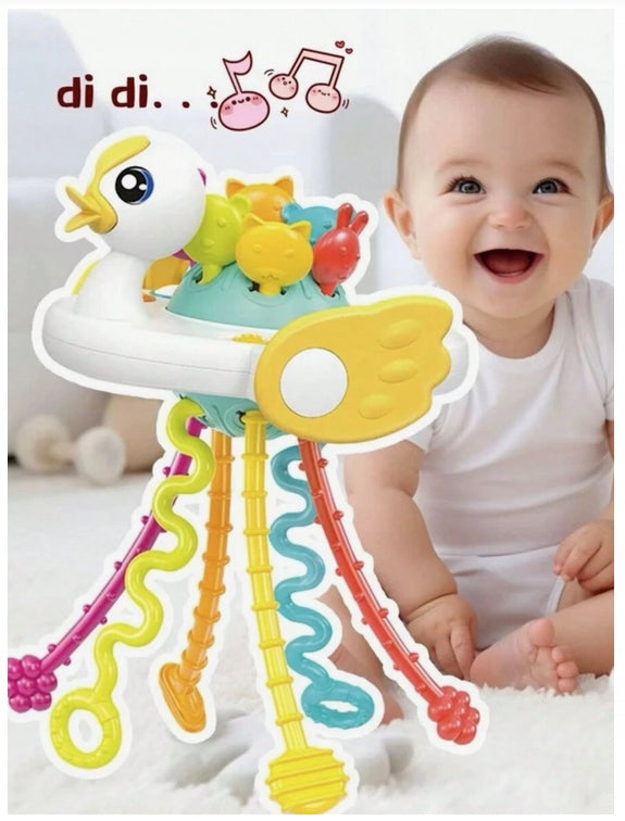 DUCK TEETHER Interactive Sensory RATTLE For Infants 4in1 Packaging status original