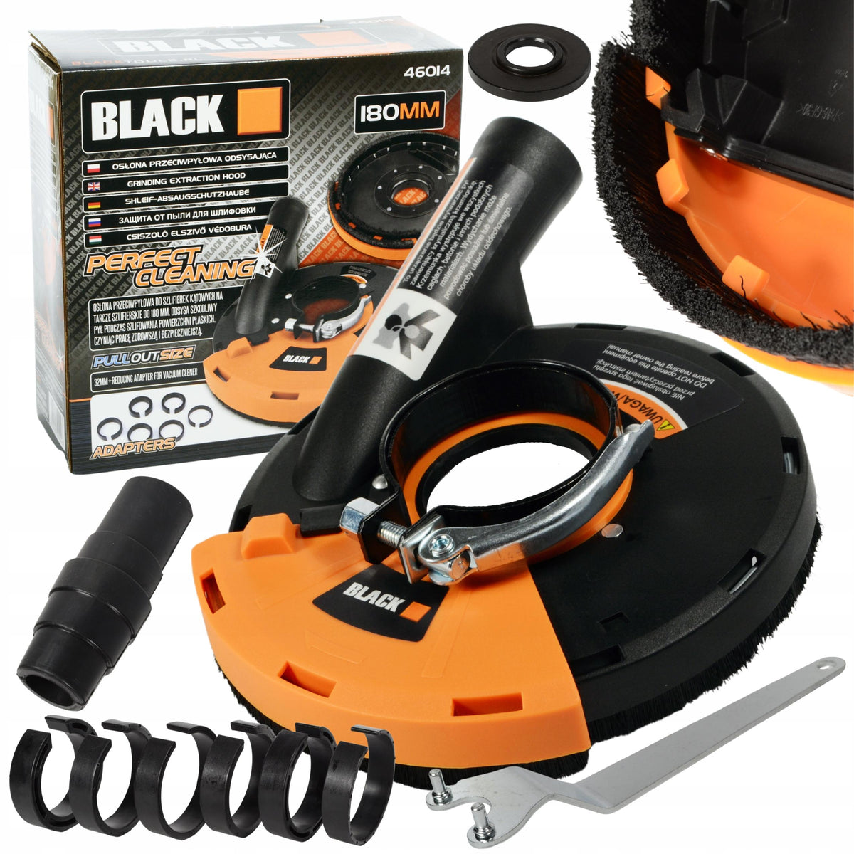 DUST COVER SUCTION GRINDER 180MM BLACK PREMIUM + ADAPTERS