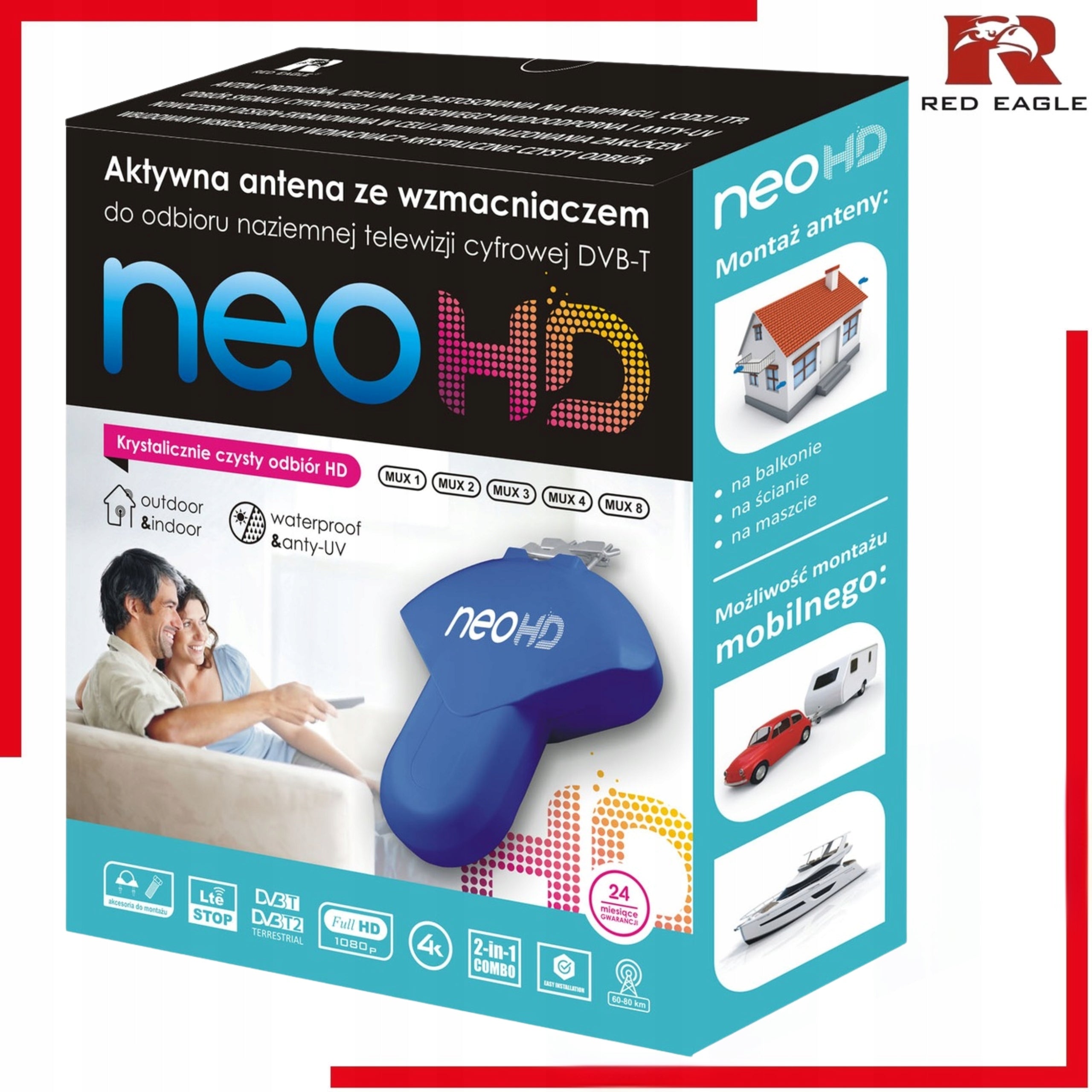 DVB-T2 Antenna RED EAGLE NEO HD External Active Amplifier LTE Filter Brand Red Eagle