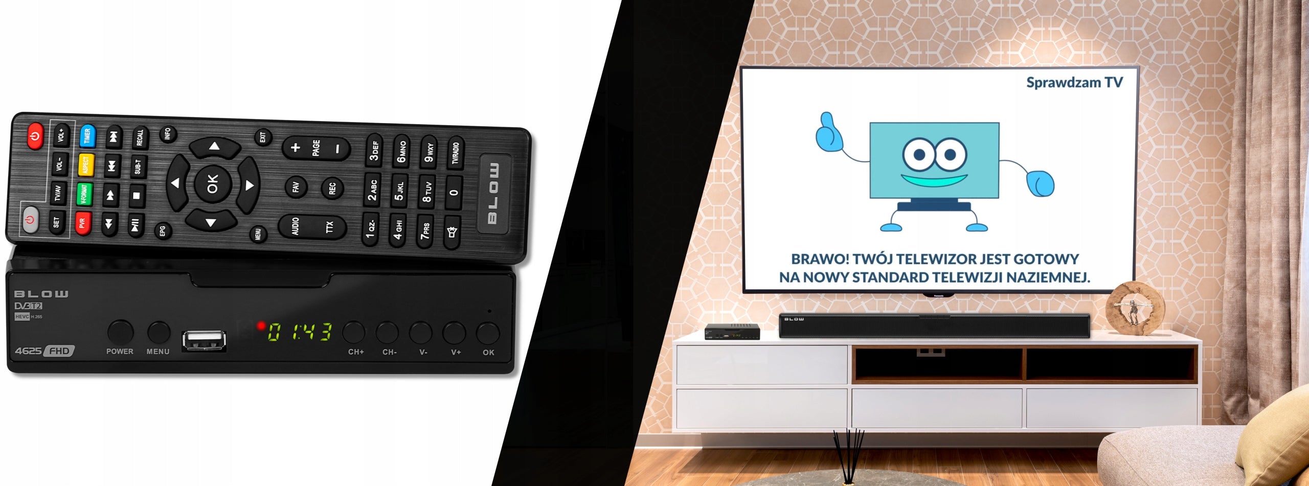DVB-T2 Blow Tuner 4625FHD Full HD TV Receiver PVR Recording HDMI EAN (GTIN) 5903289683481