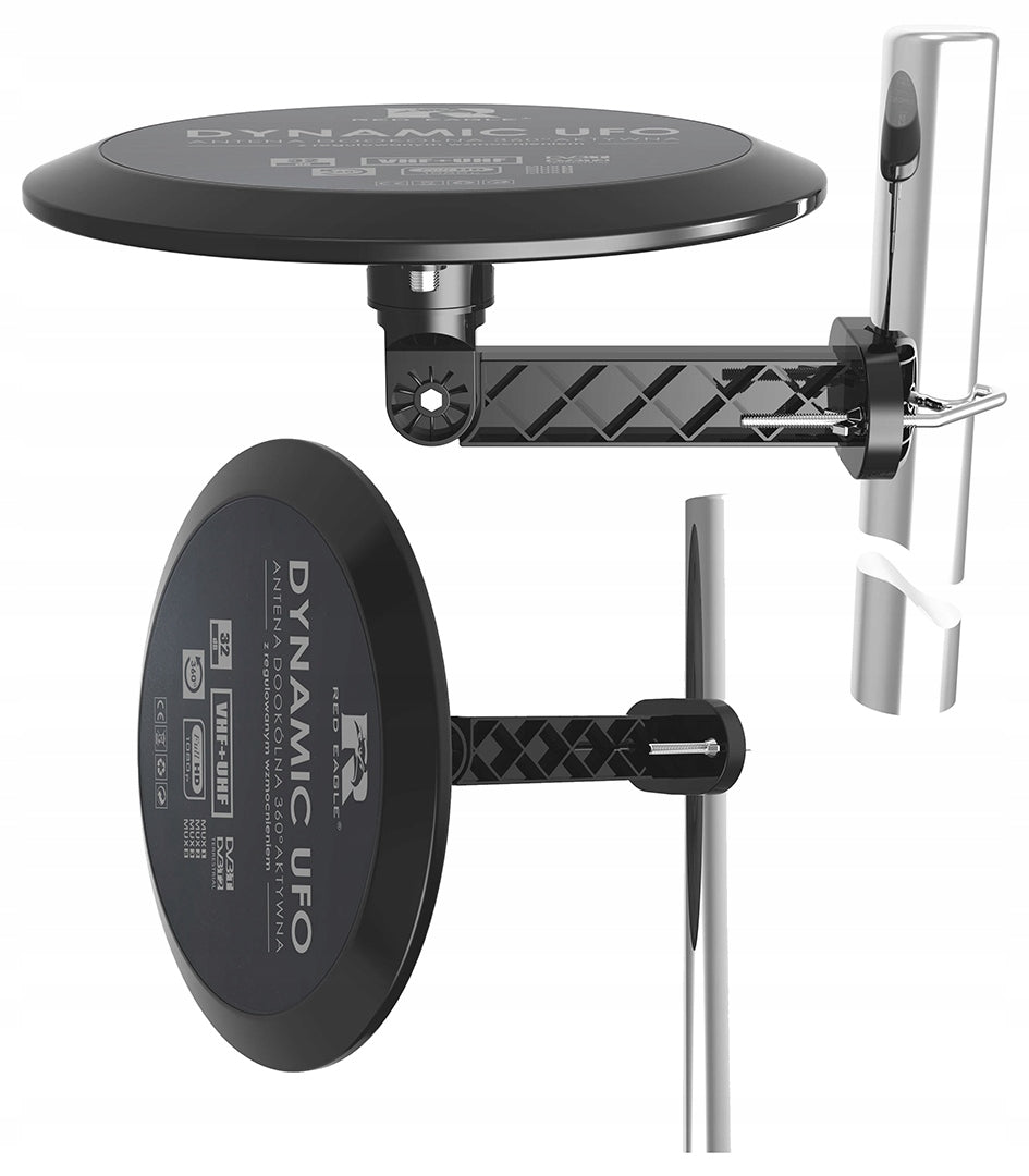 DVB-T2 Dynamic UFO 360° VHF/UHF 4K LTE omnidirectional TV antenna 12V amplifier Manufacturer code DYNAMIC