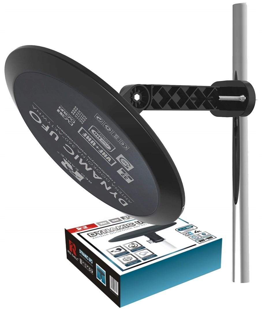 DVB-T2 Dynamic UFO 360° VHF/UHF 4K LTE omnidirectional TV antenna 12V amplifier