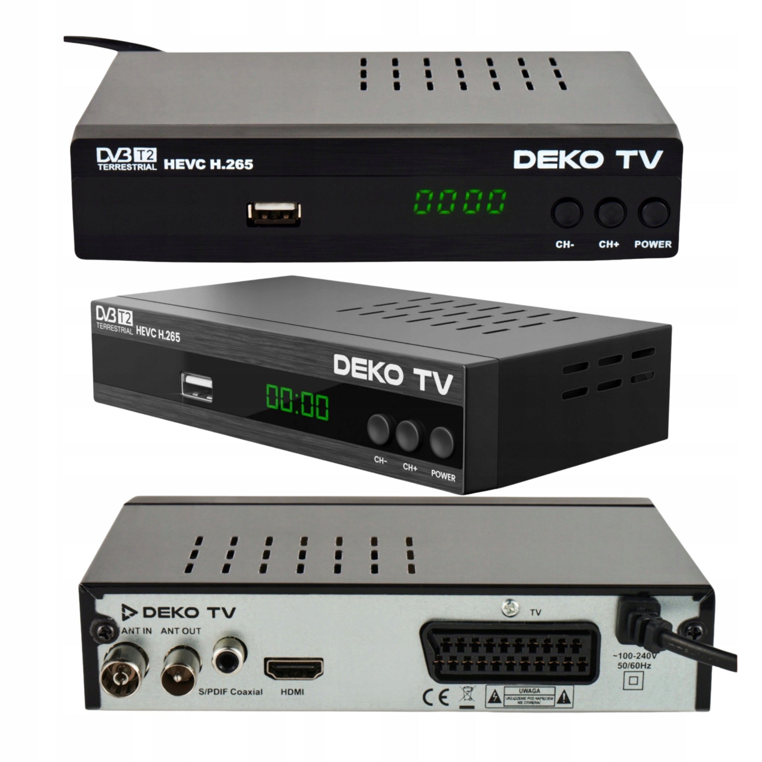 DVB-T2 Terrestrial TV Tuner for Television DekoTvPro HEVC H.265 Remote control