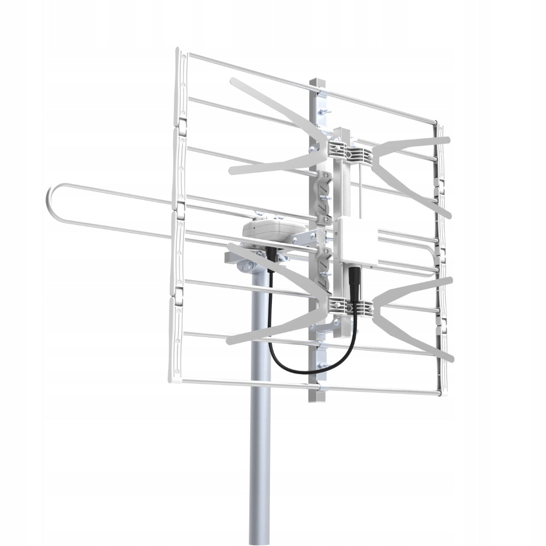 DVB-T2 UHF VHF MUX8 TV Antenna with RET COMBO RF STERN Mesh Amplifier