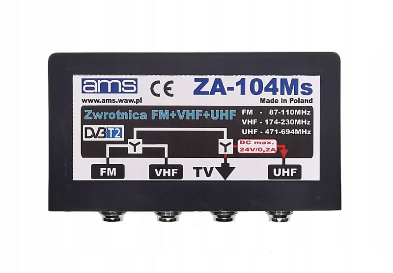 DVB-T2 outdoor antenna crossover ZA-104Ms FM / VHF / UHF filter LTE AMS Manufacturer code ZA-104Ms