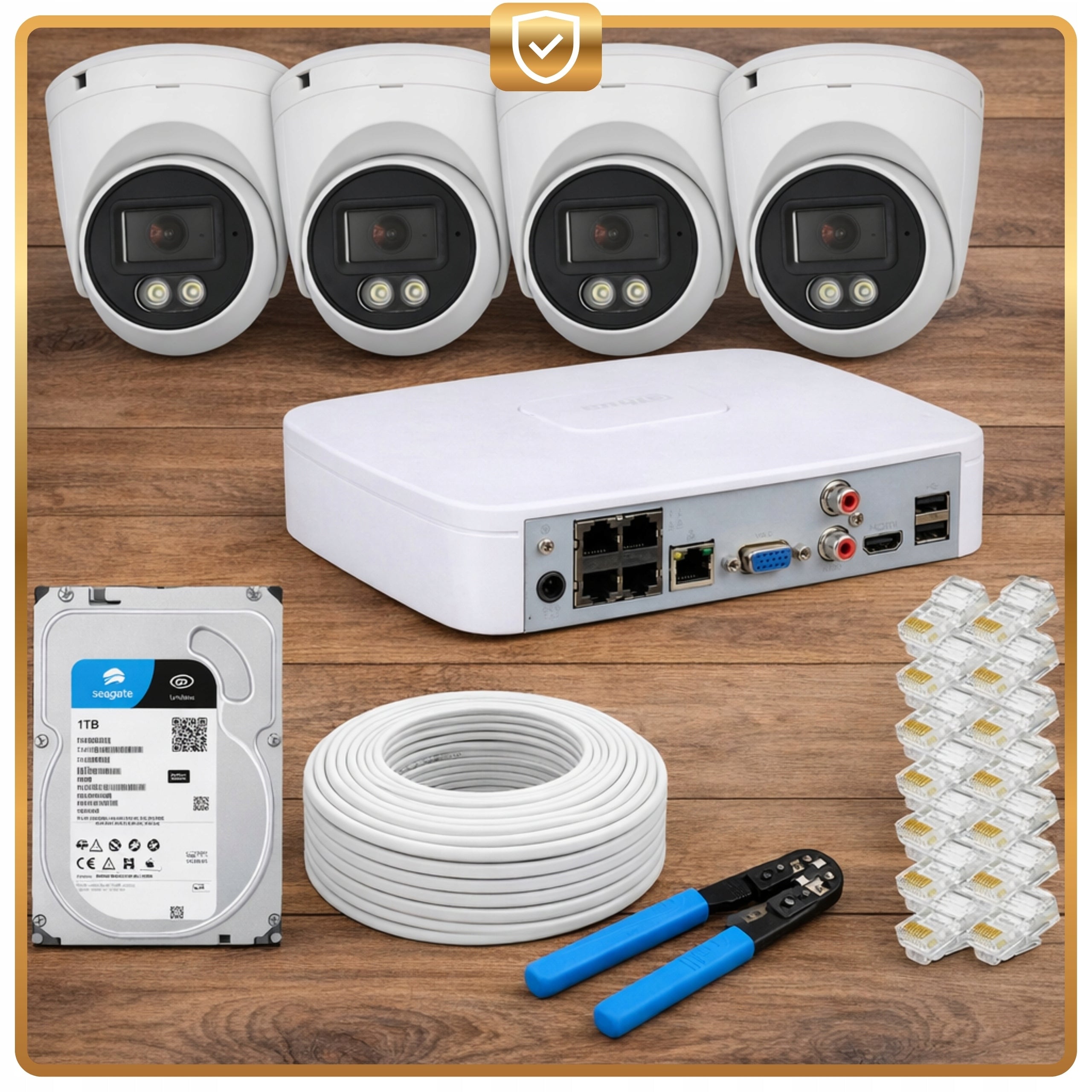 Dahua Home Monitoring 4x Outdoor PoE Dome IP Camera 4Mpx Dual Light Packaging status original
