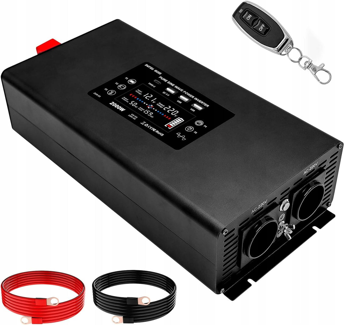 Datouboss 12v 2000W Voltage Converter 12V 230V Pure Sine