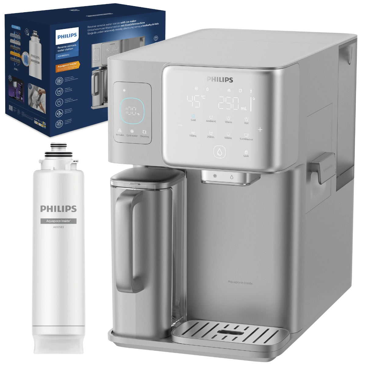Dávkovač vody Philips Aquaporin ADD6922DG/10 s výrobníkem ledu a reverzní