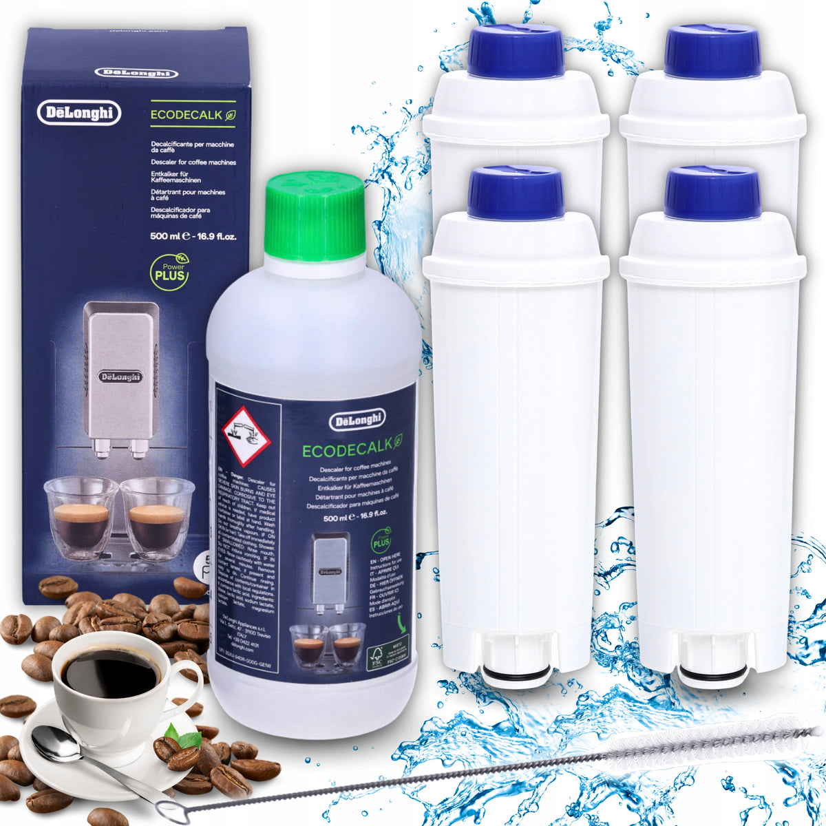 DeLonghi 500ml + 4x WATER FILTER for DLS C002 SET
