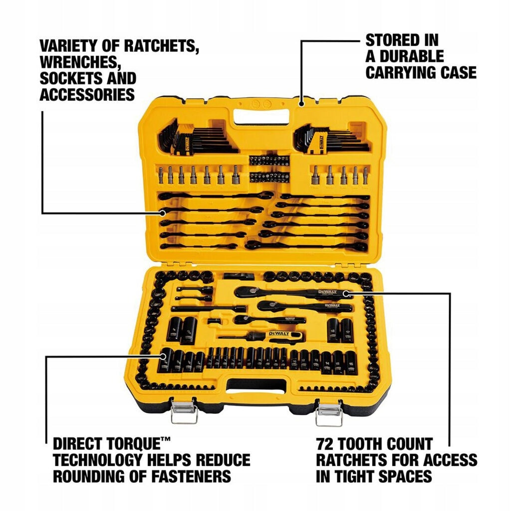 DeWalt Socket wrench set 184 elements 1/4" 3/8" 1/2" Manufacturer code DWMT45184-1