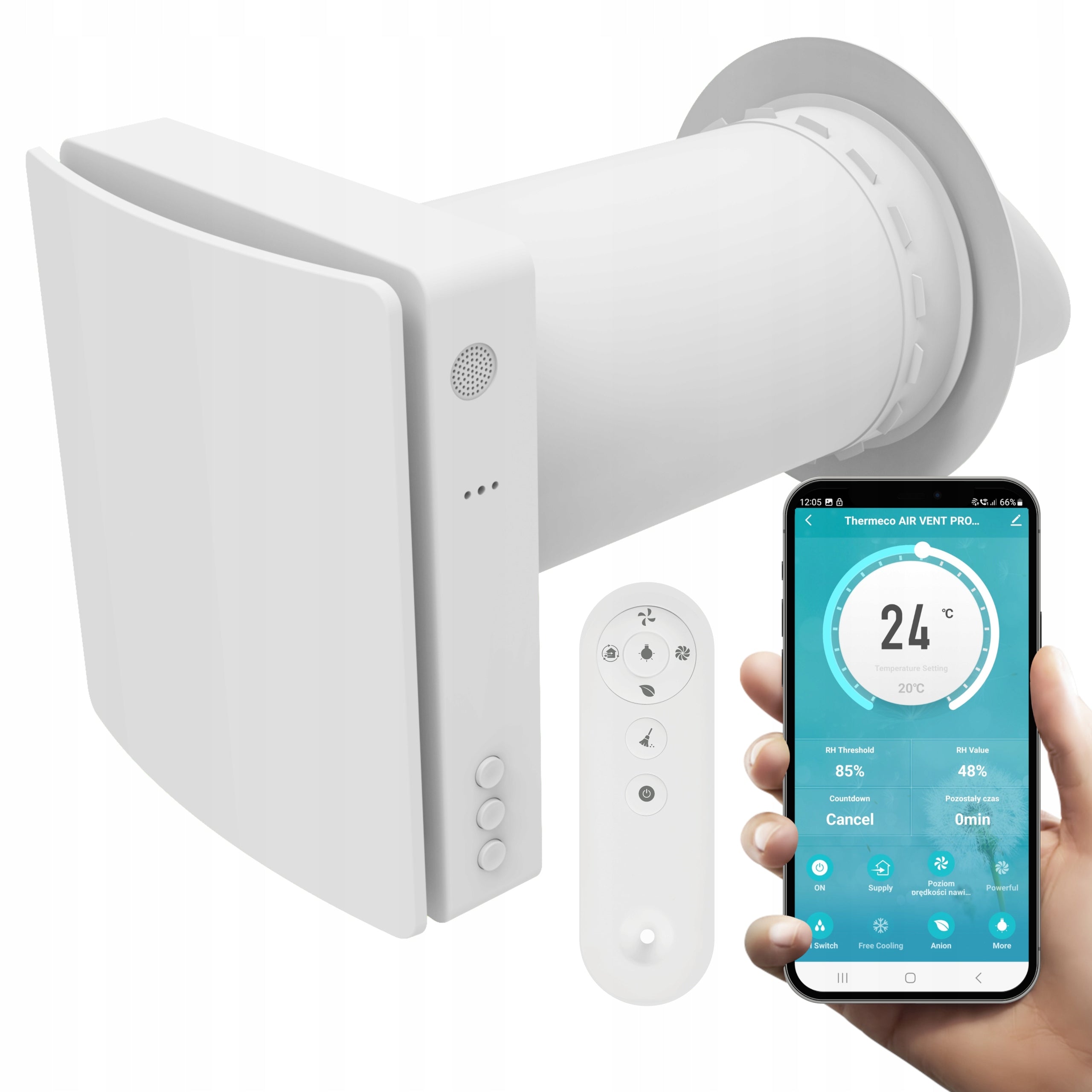 Decentralized wall recuperator AIR VENT PRO 160 60m3/h WIFI remote control