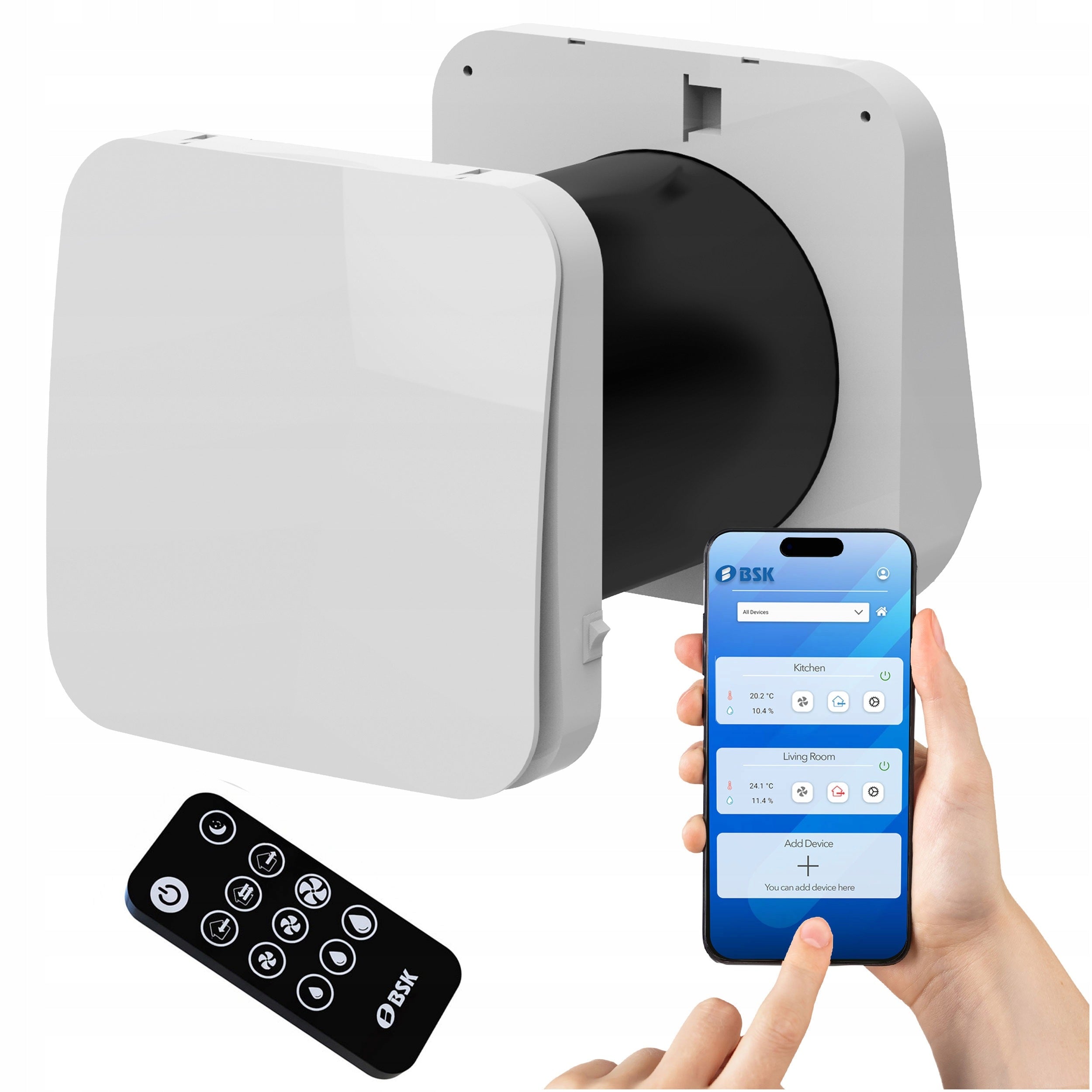 Decentralized wall recuperator BSK ZEPHYR 200 remote control 100m3/h Hygrostat WiFi