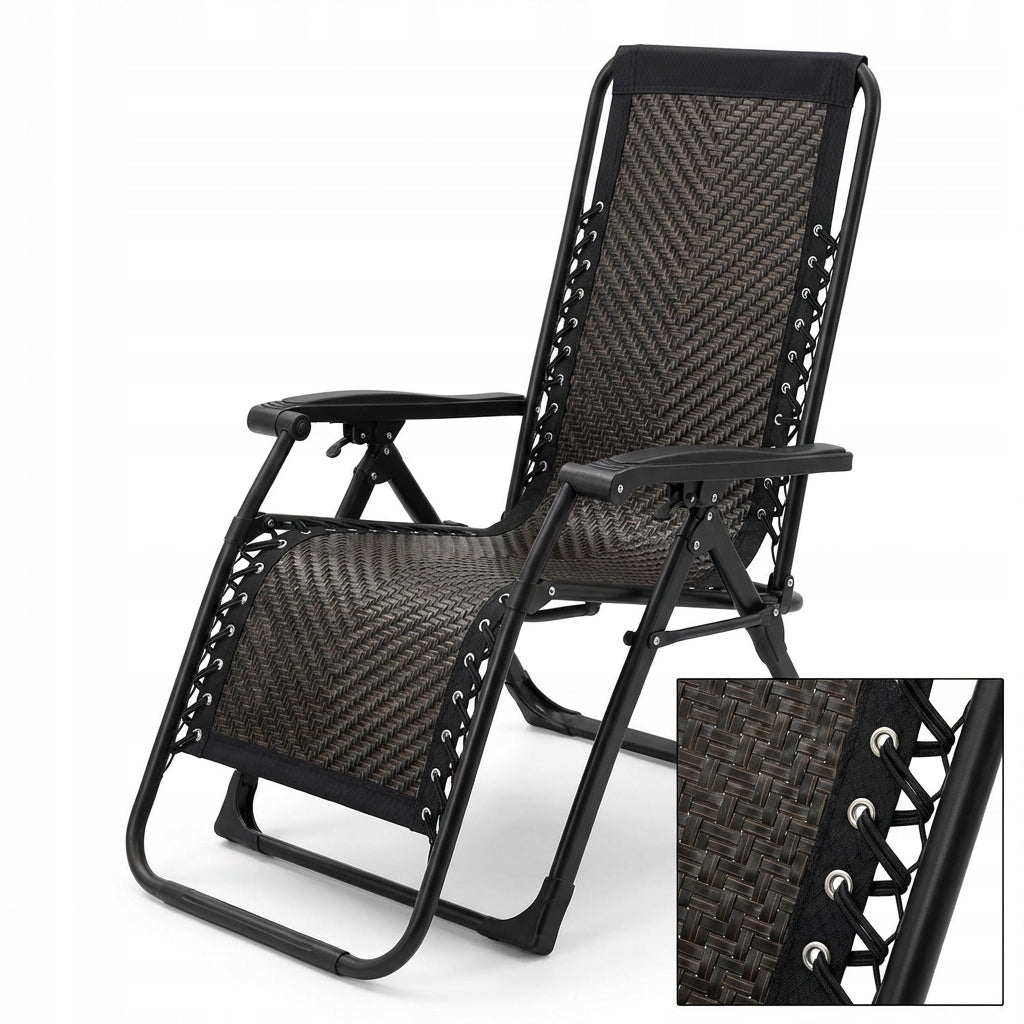 Deckchair metal black folding