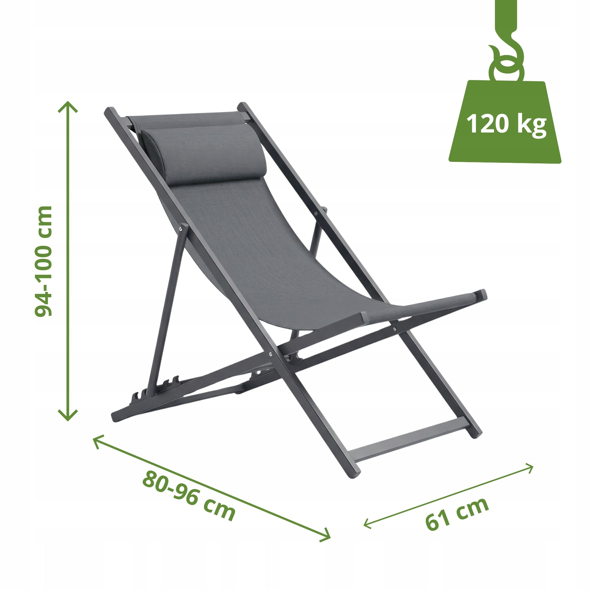 Deckchair steel grey MEVEN Model VIGO