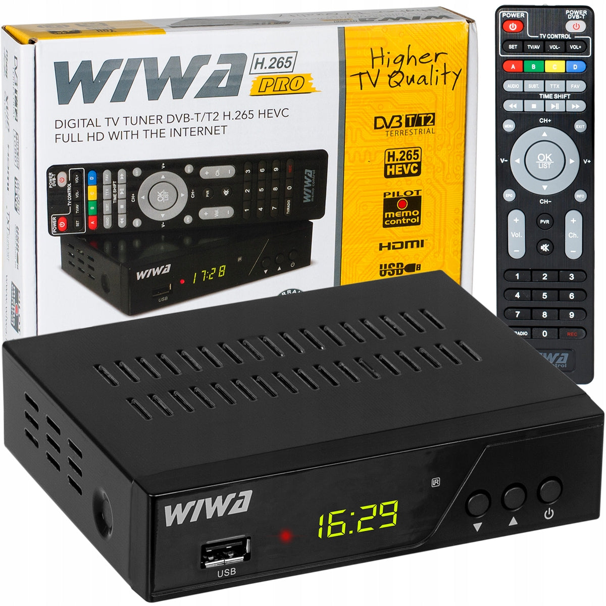 Decoder Terrestrial TV Tuner Wiwa DVB-T2 H.265 PRO EPG PVR