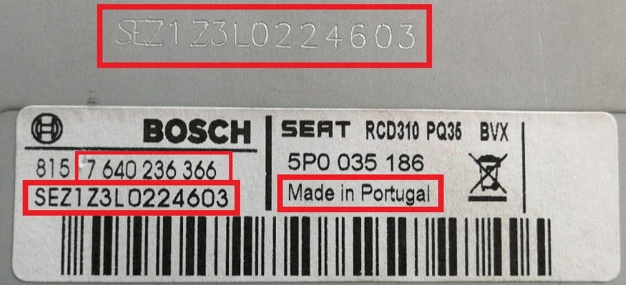 Decoding Code for BOSCH BLAUPUNKT Seat SE350 RCD310 Ultra Low SE359 Radio Brand no brand
