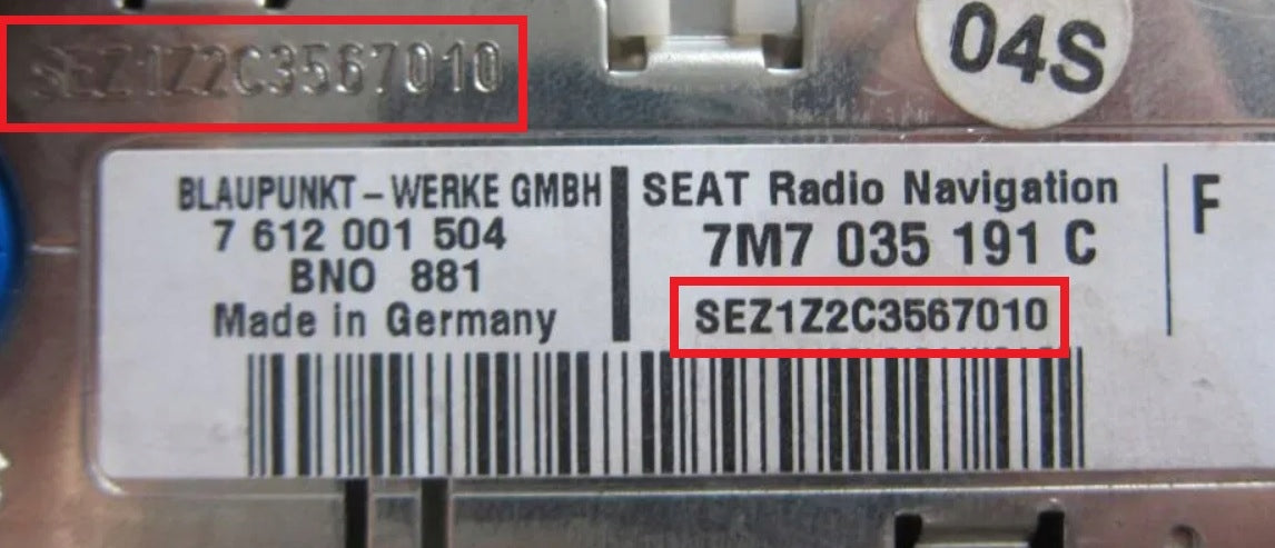 Decoding Code for Radio Leon Ibiza Altea Alhambra Exeo Toledo Mii (SEAT) Brand Seat