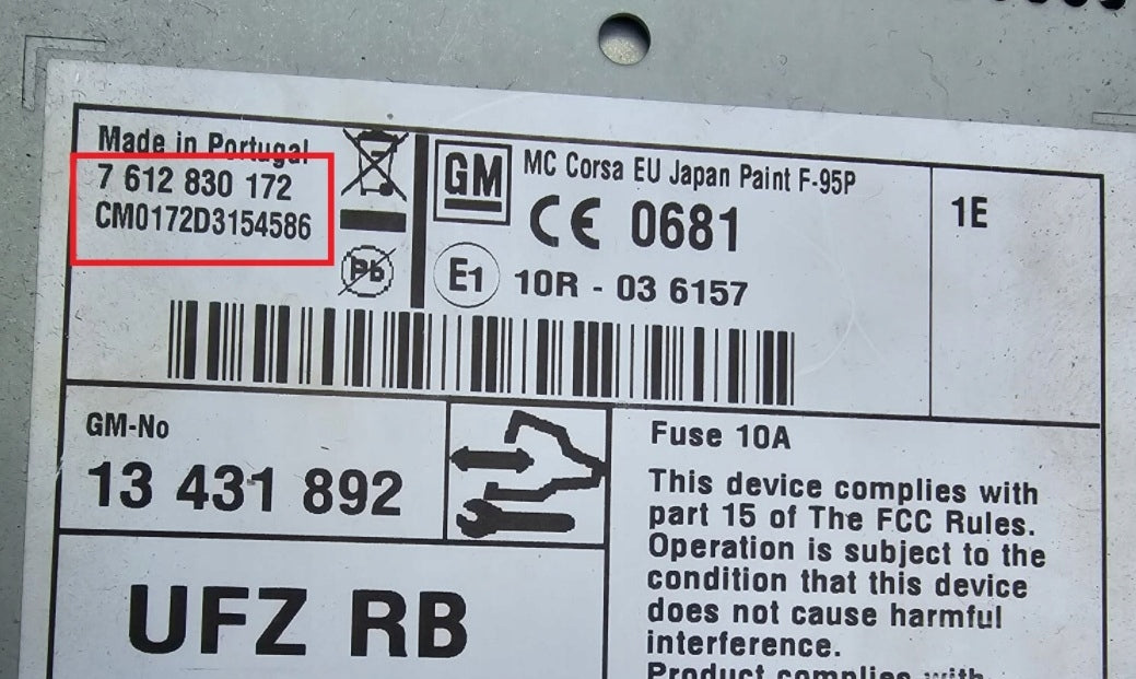 Decoding Radio code OPEL Touch & Connect CORSA D ZAFIRA B ANTARA ASTRA Manufacturer code OPEL