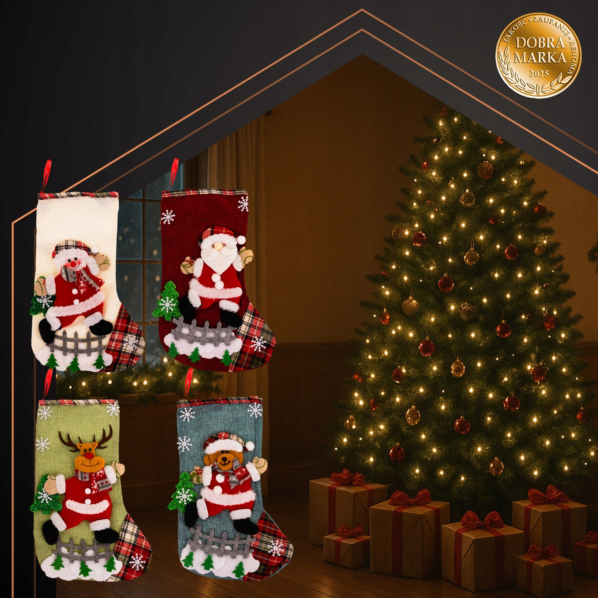 Decorative Christmas Socks 4pcs Ruhhy 26467 Repest Brand Ruhhy