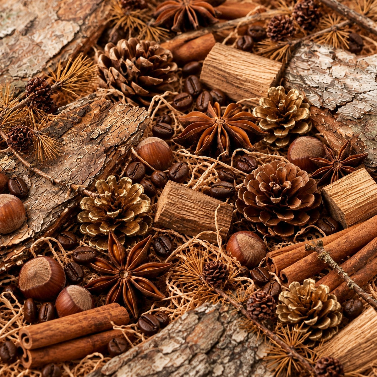 Decorative dried 1 l Christmas cones anise cinnamon coffee nature