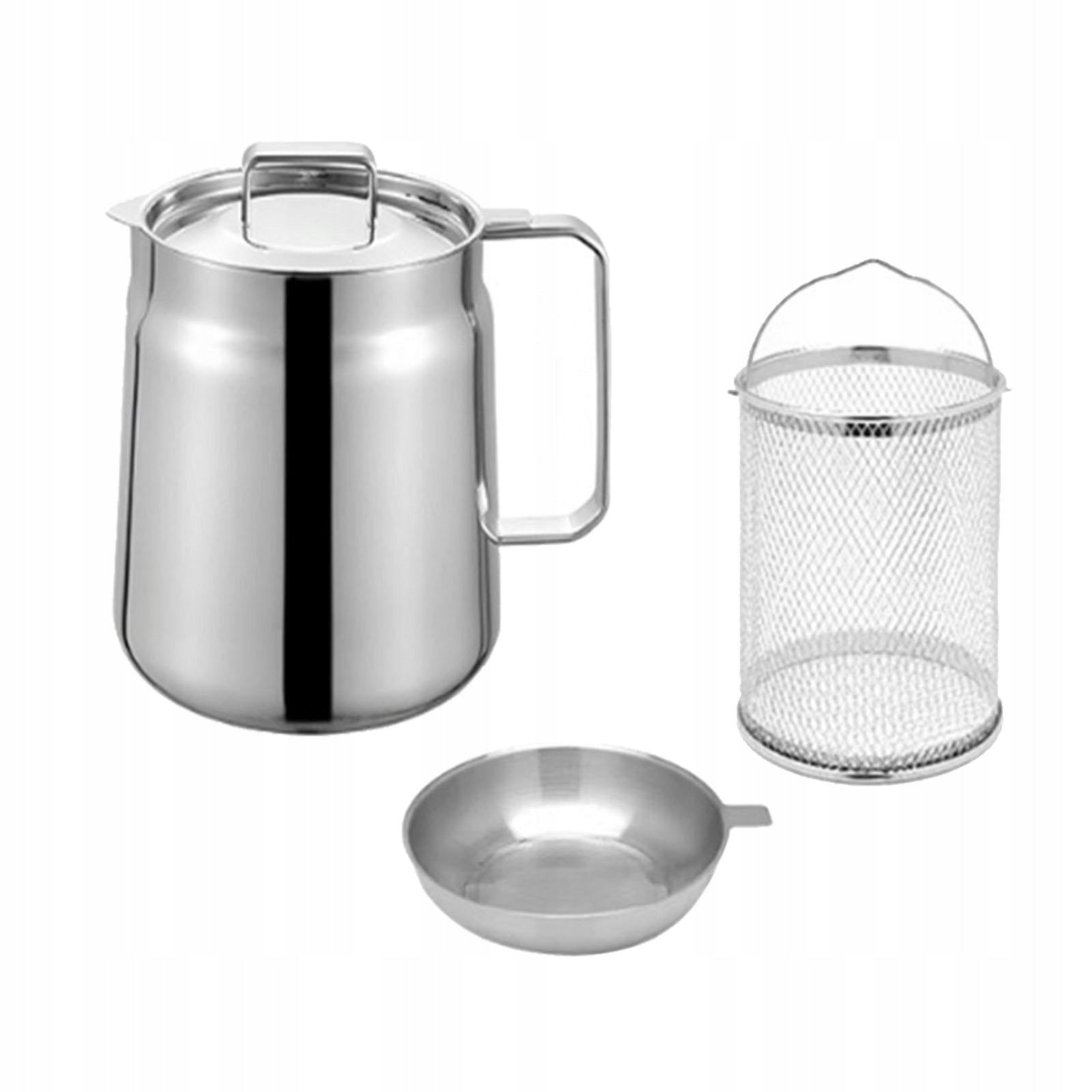 Deep Fryer Pot Soup Pot Stainless Steel with Handle Practical Deep Fryed 2L Brand no brand