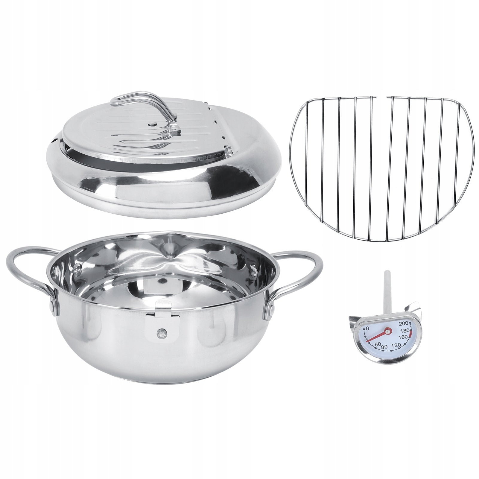 Deep Frying Pot Stainless Steel Frying Pan with Lid GF