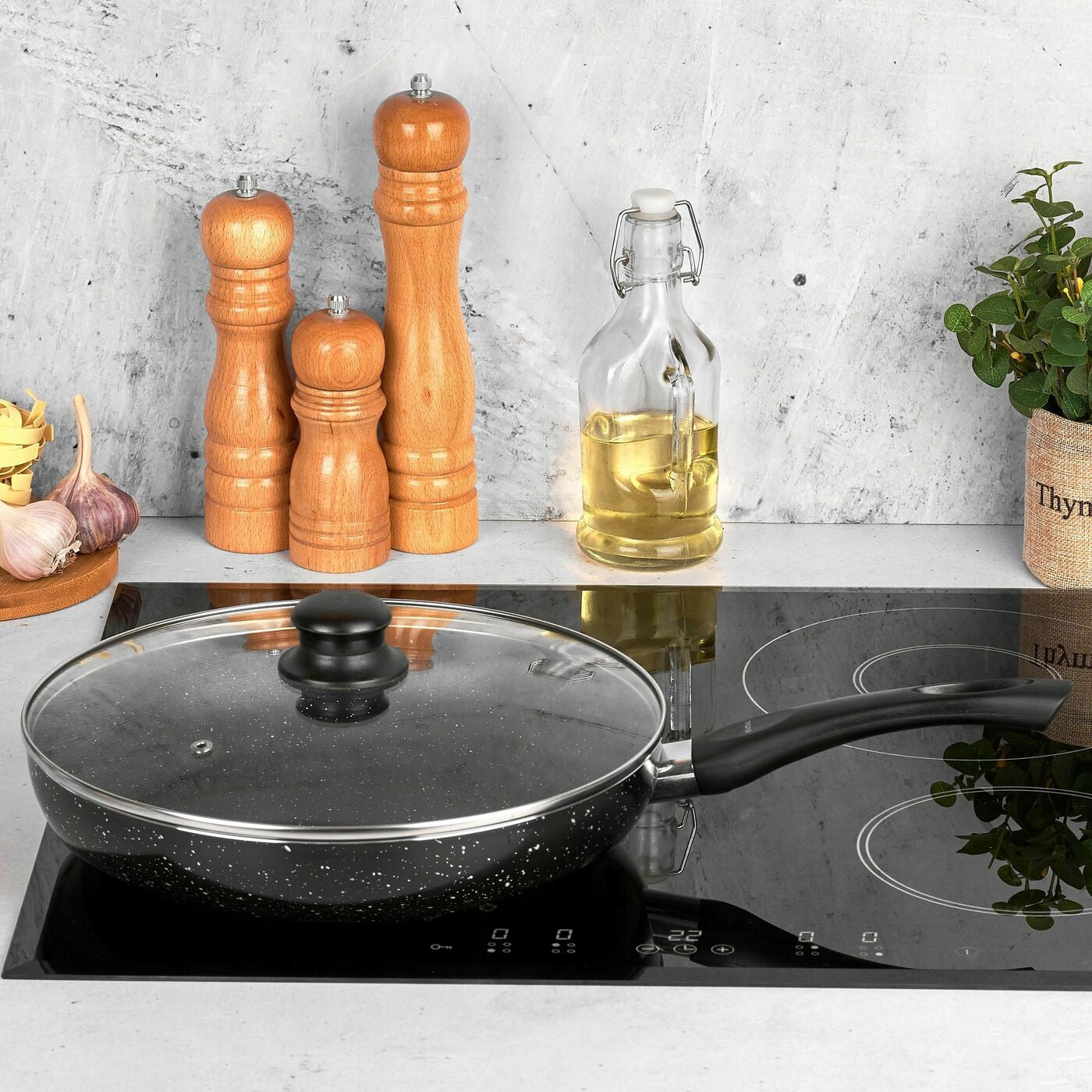 Deep PAN with LID non-stick INDUCTION GAS Tadar Marmara 28cm Packaging status original