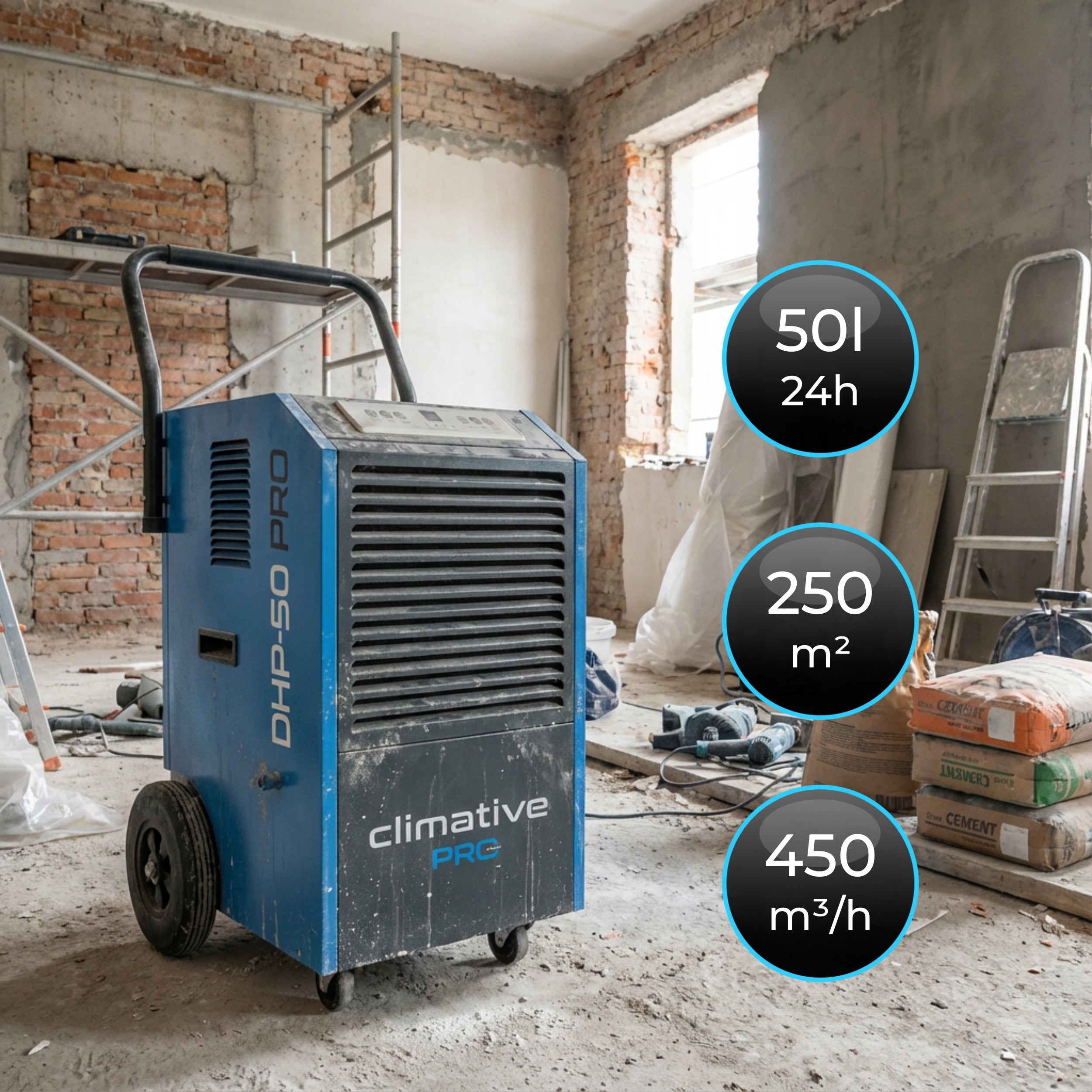 Dehumidifier 50l Climative DH50 PRO 725W Industrial Construction Professional Manufacturer code Climative DH50 PRO