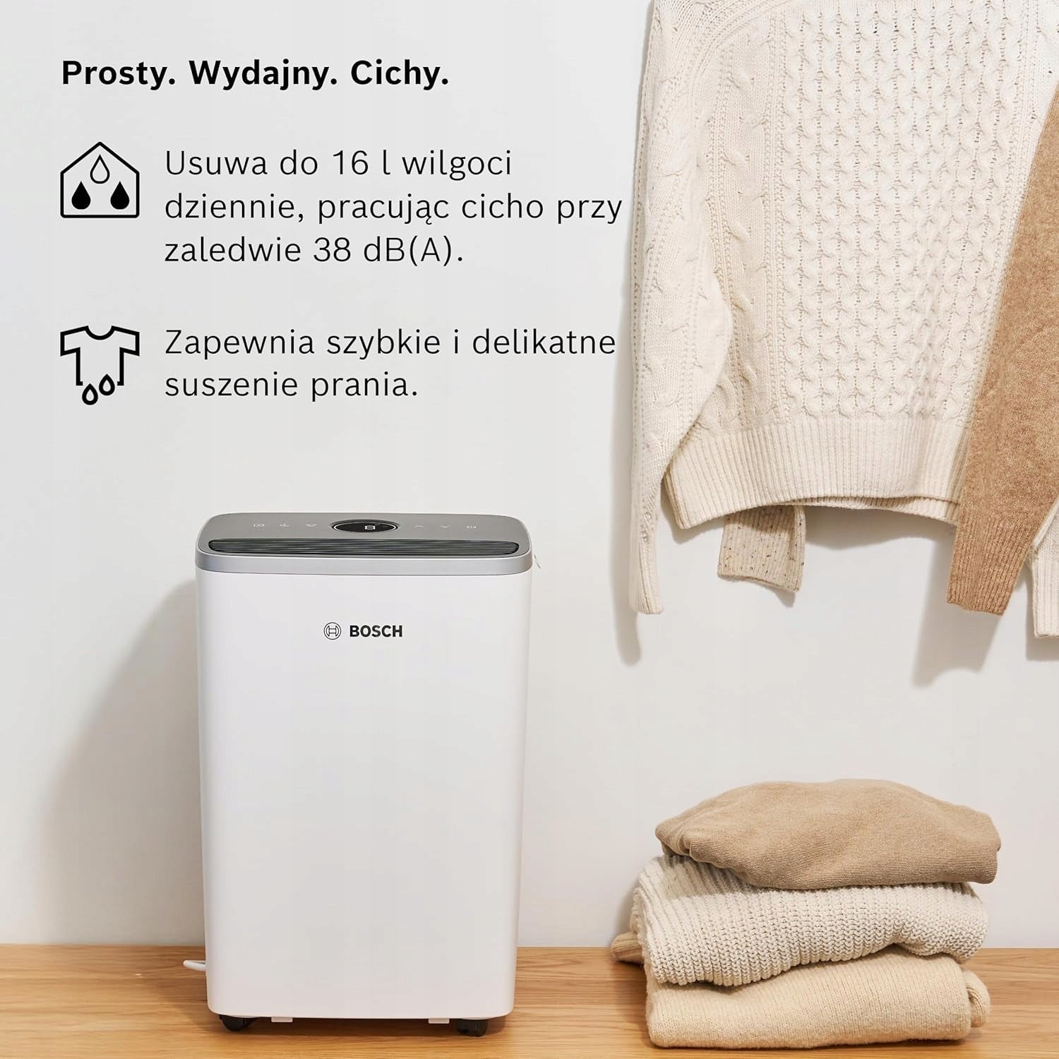 Dehumidifier Bosch Dry 4000 16L/24h Quiet Up to 33m² Drying Laundry Brand Bosch