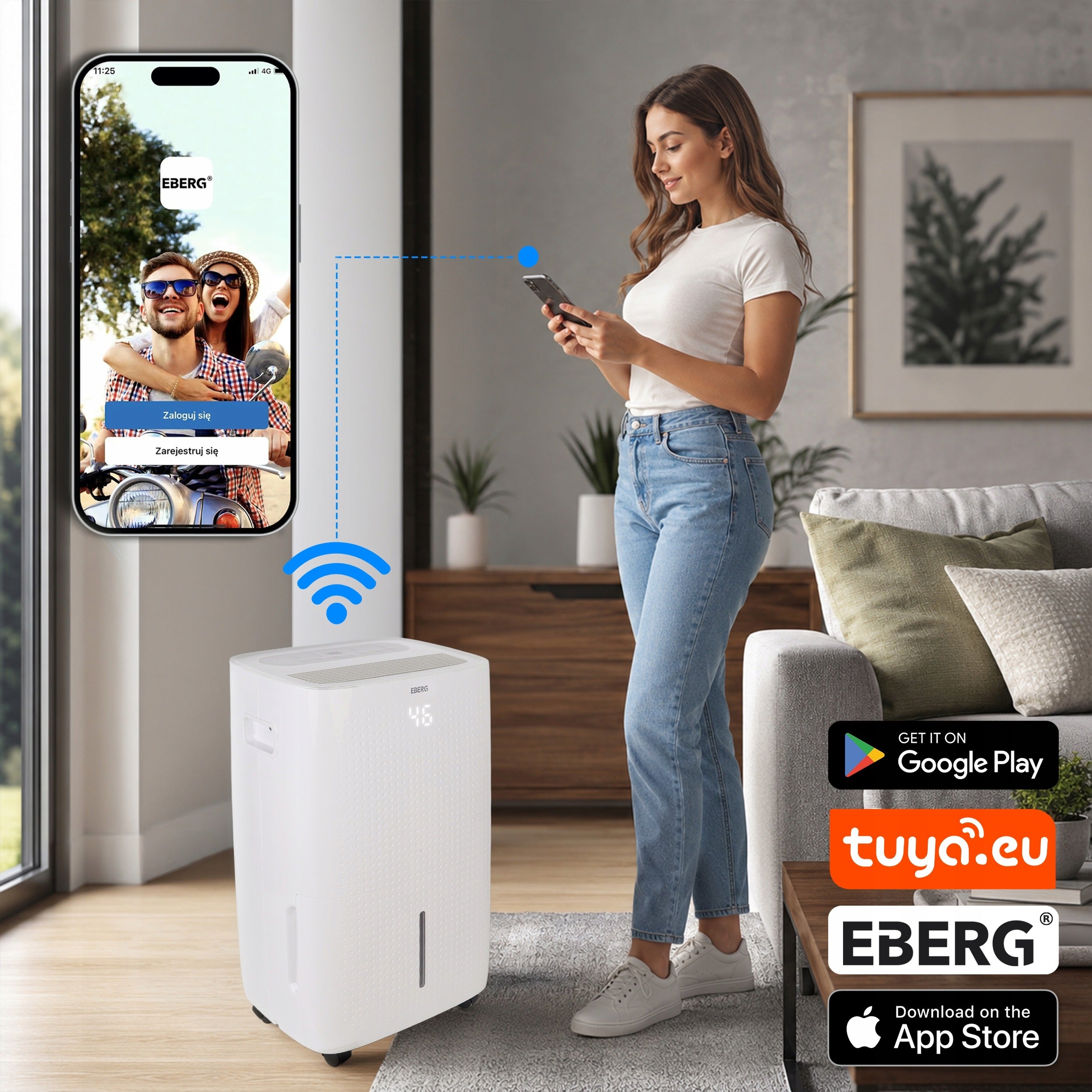 Dehumidifier EBERG moisture absorber 60L/24h +WiFi +TIMER+HIGROSTAT Packaging status original