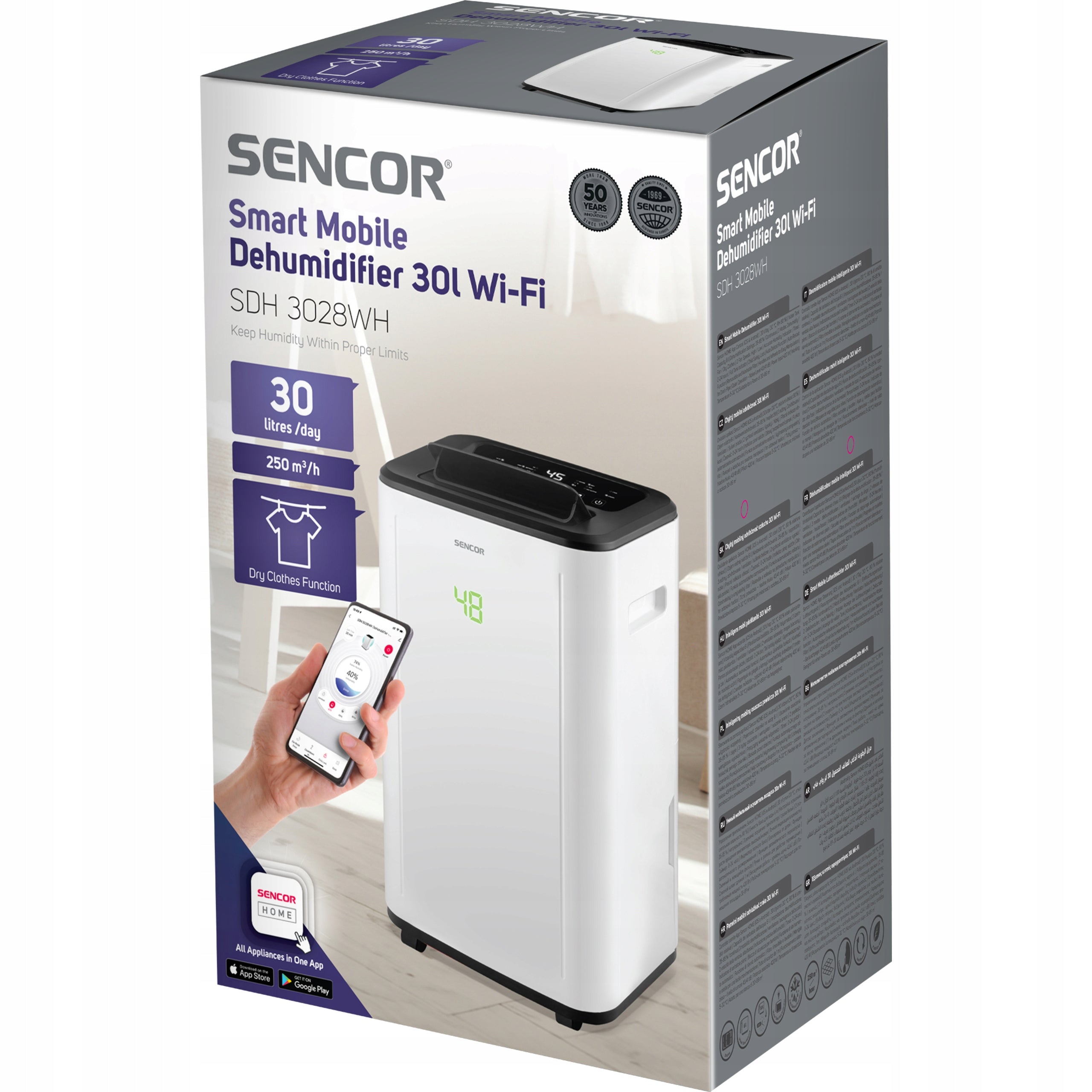 Dehumidifier Mobile Smart Sencor SDH 3028WH 3L 420W 89m2 Packaging status original