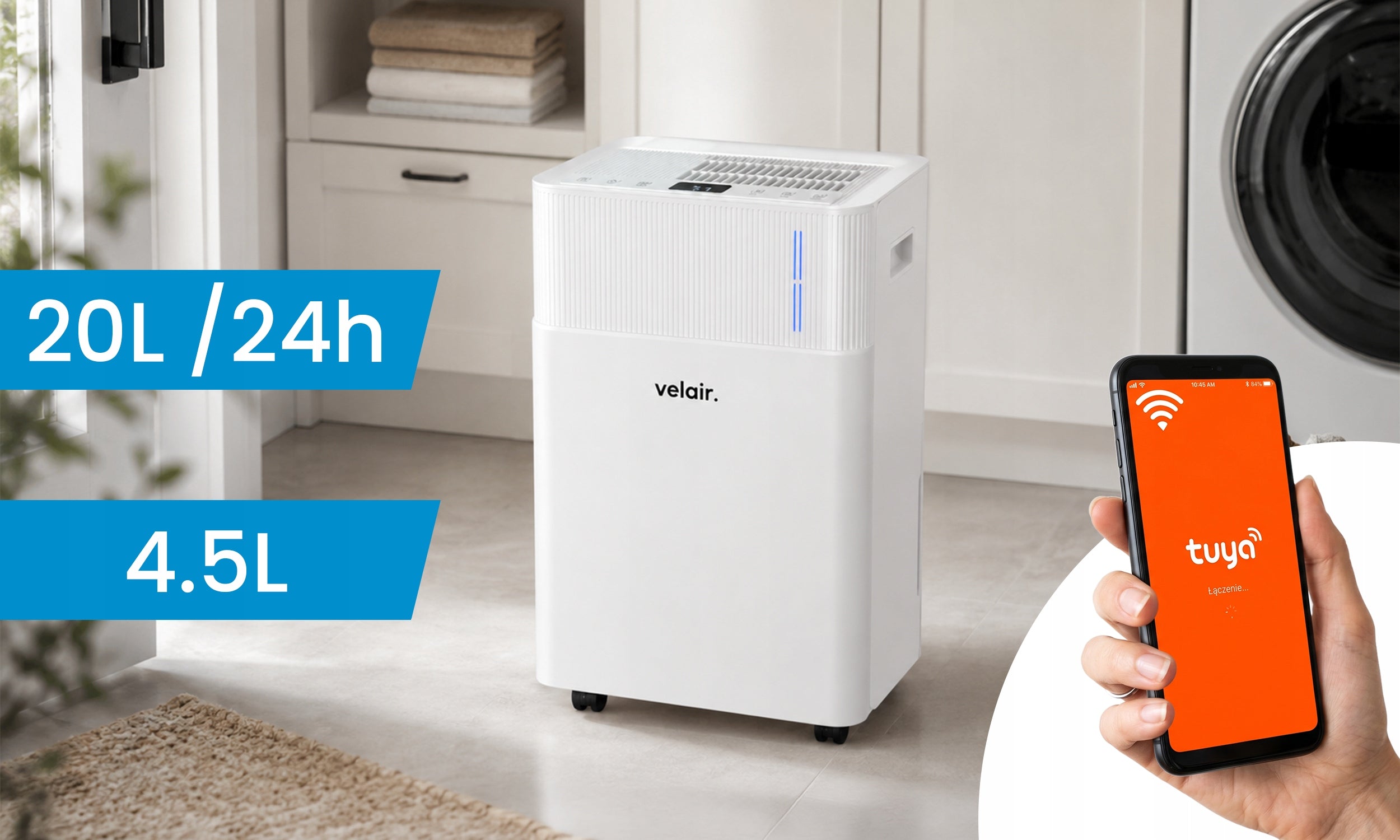 Dehumidifier VELAIR AURO X 20l/24h WiFi QUIET household absorber Medical device no