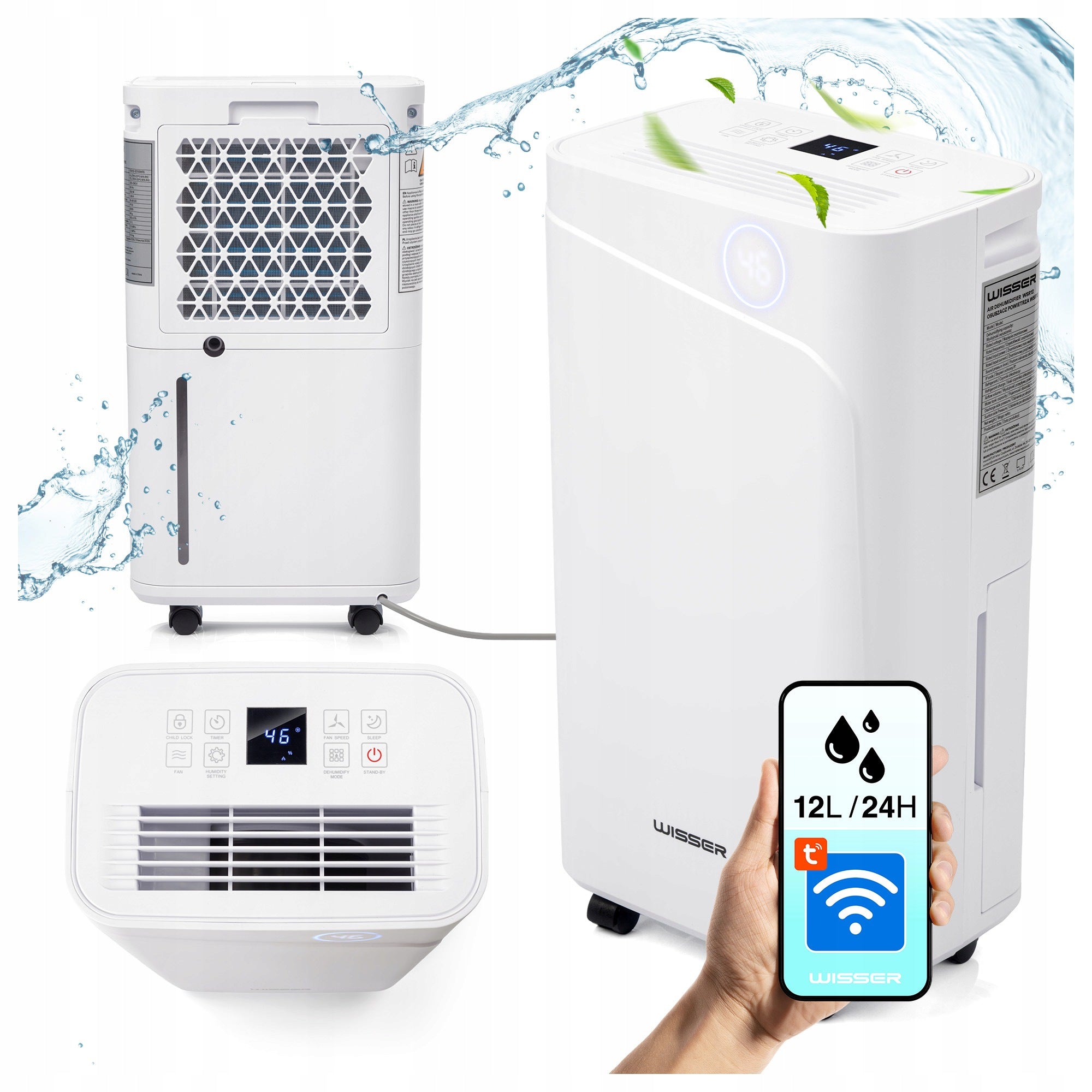 Dehumidifier Wisser 12L/24h WiFi Timer Hygrostat 300W