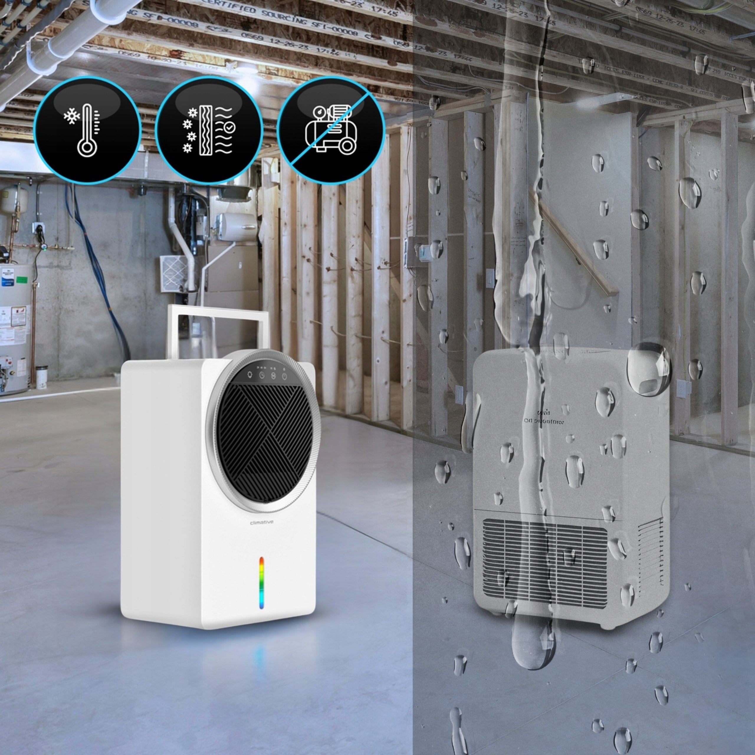 Dehumidifier for basement UV 2,5l adsorption without compressor super quiet Medical device no