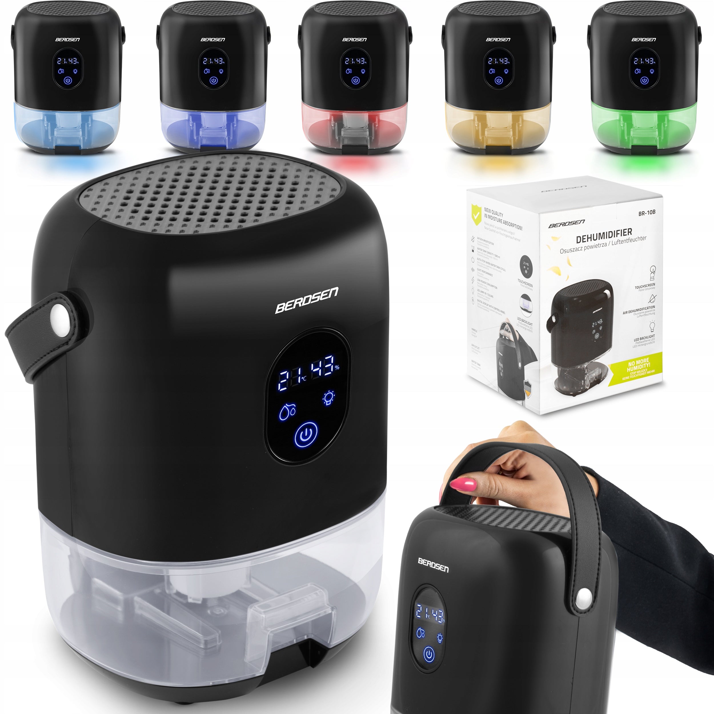 Dehumidifier moisture absorber QUIET LED 1000ml BERDSEN Packaging status original