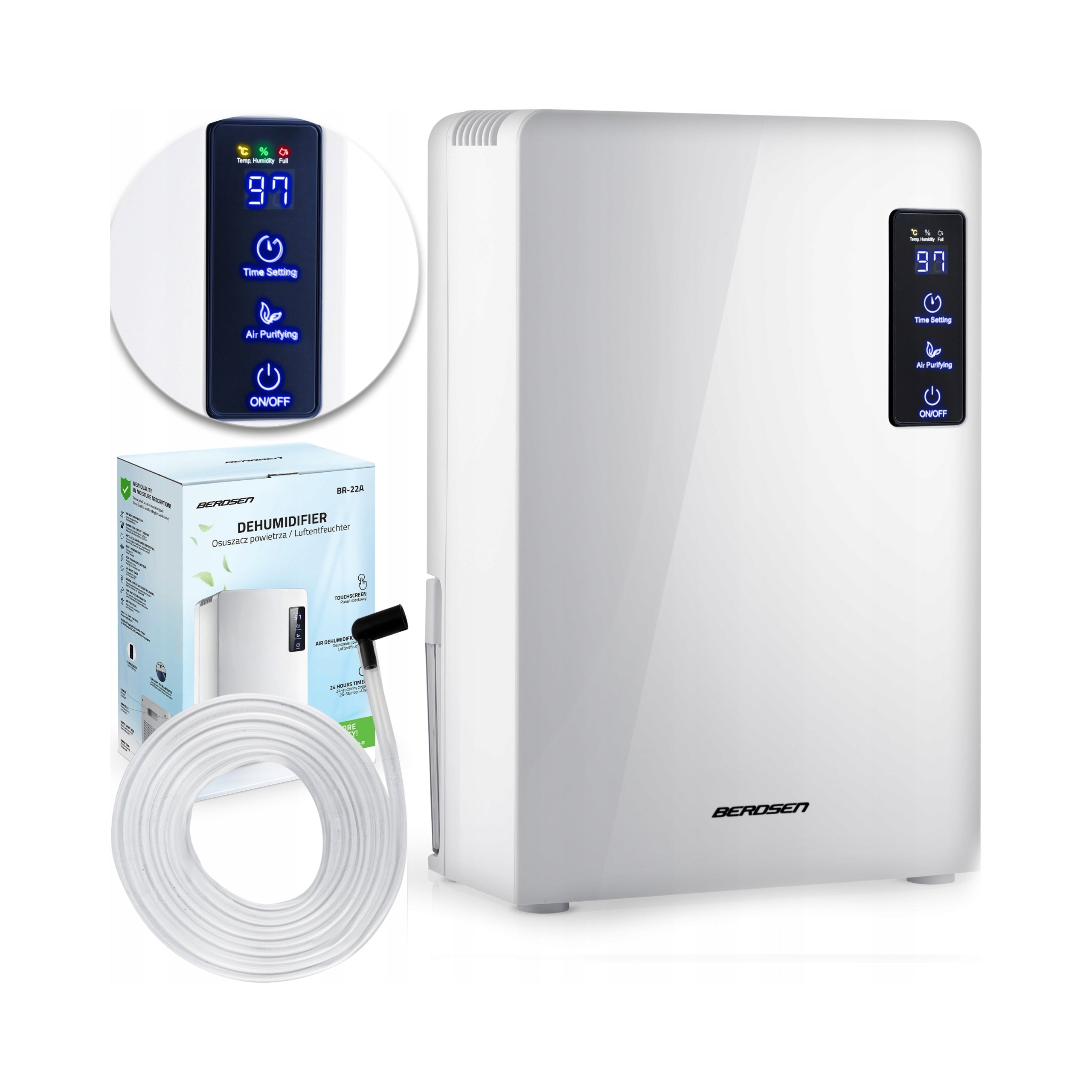 Dehumidifier moisture absorber UV lamp filter 2200ml LED BERDSEN