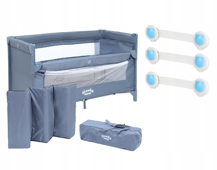 Delivery Travel Cot Two-Tier Lowered Side Grey Gift