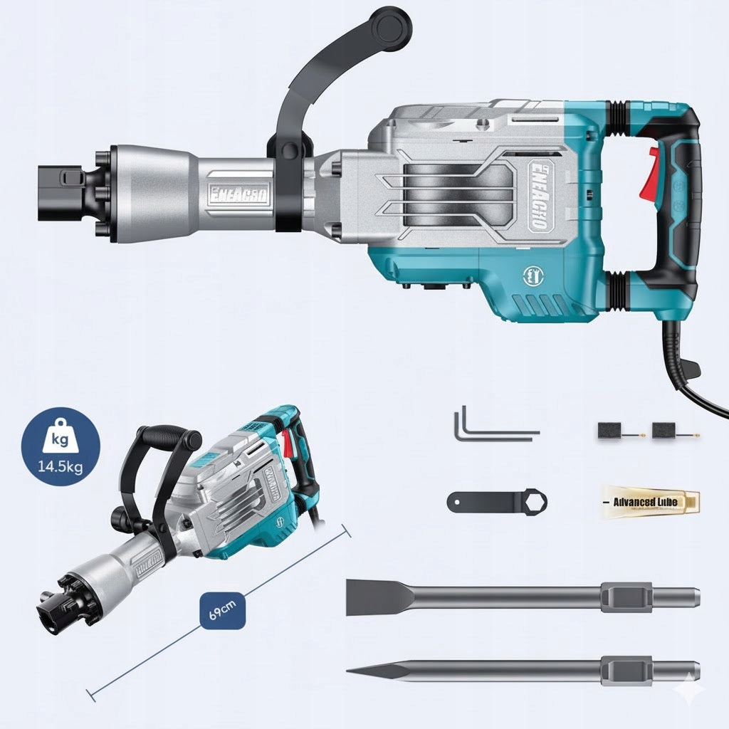 Demolition hammer 1700 W 65 J SDS-Hex with chisels and ENEACRO case Manufacturer code Z1G-DS-107HC