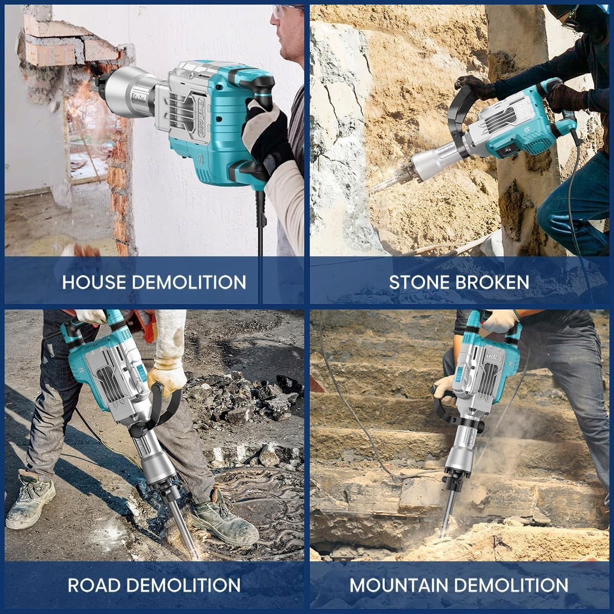 Demolition hammer ENEACRO 1700W 65J with 2 chisels and transport box Manufacturer code Z1G-DS-107HC