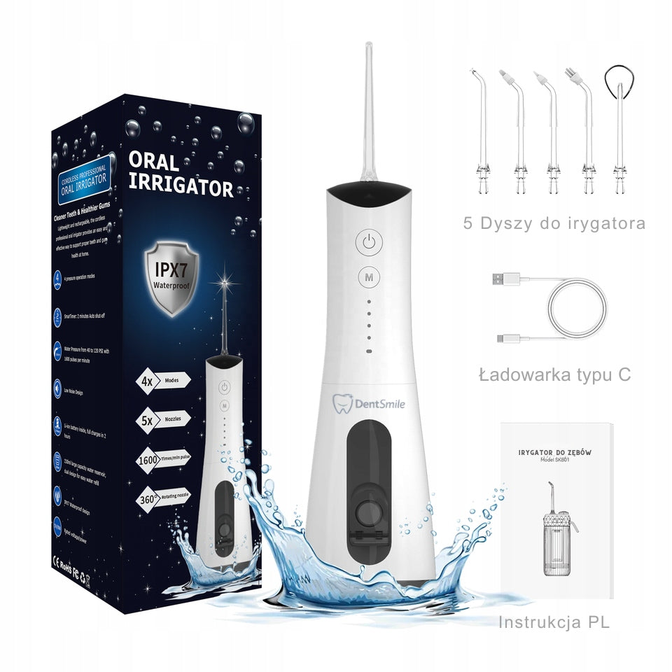 DentSmile Tooth Irrigator 5 Modes 5 Nozzles | Wireless Powerful Kit Tank capacity 300 ml