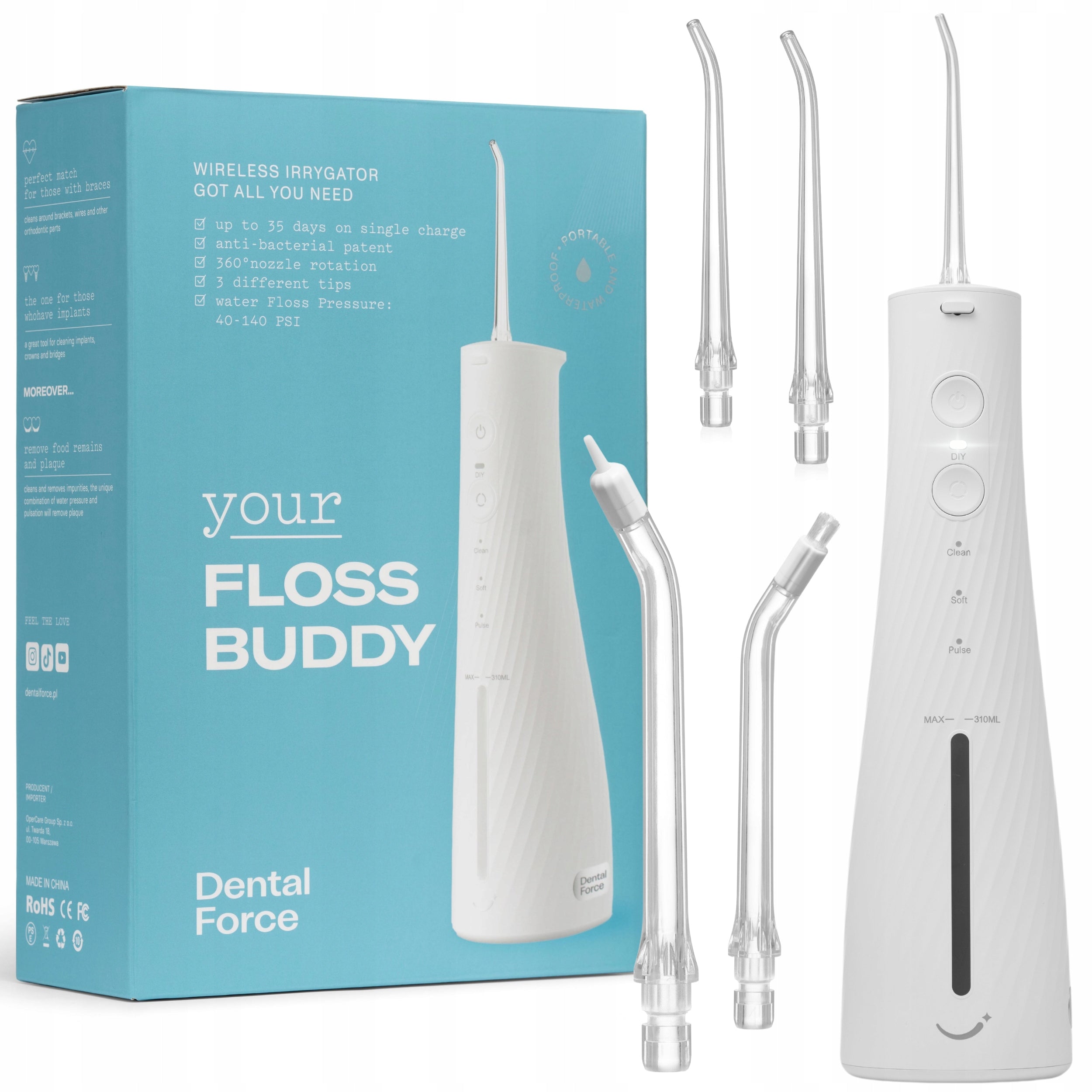 Dental Oral Irrigator Wireless DentalForce 310ml EAN (GTIN) 5904541498331
